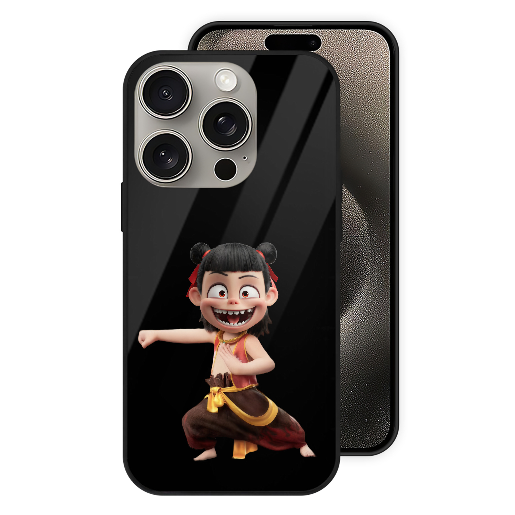 （画像用） Ne Zha 2 ナタ 魔童の大暴れ 【iPhone15Pro対応】スマホケース 耐衝撃＆黄変防止 背面ガラス