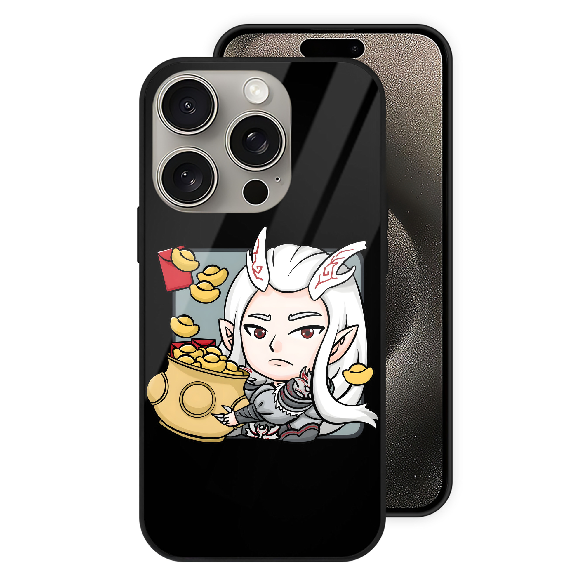 （画像用） Ne Zha 2 ナタ 魔童の大暴れ 【iPhone15Pro対応】スマホケース 耐衝撃＆黄変防止 背面ガラス