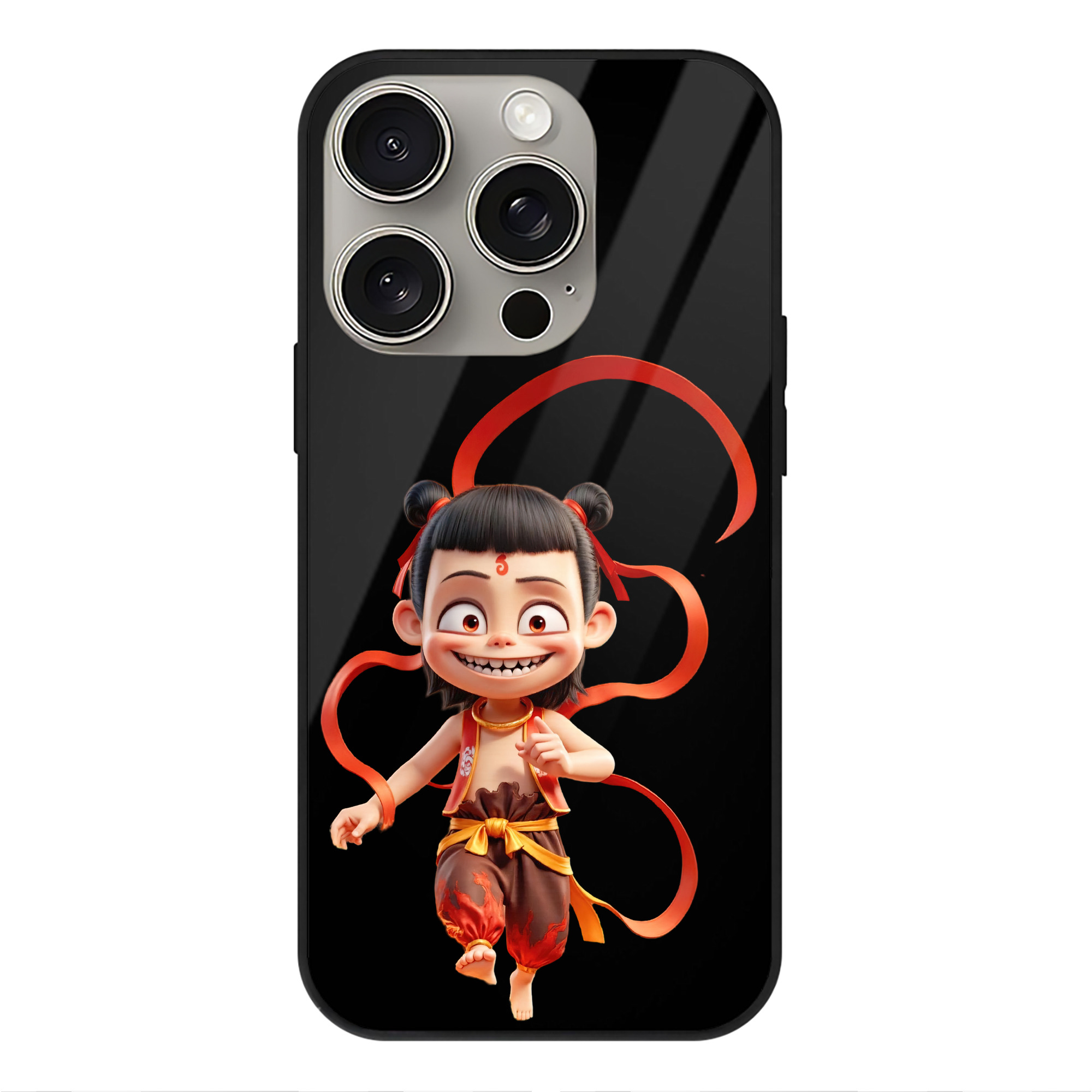 （画像用） Ne Zha 2 ナタ 魔童の大暴れ 【iPhone15Pro対応】スマホケース 耐衝撃＆黄変防止 背面ガラス