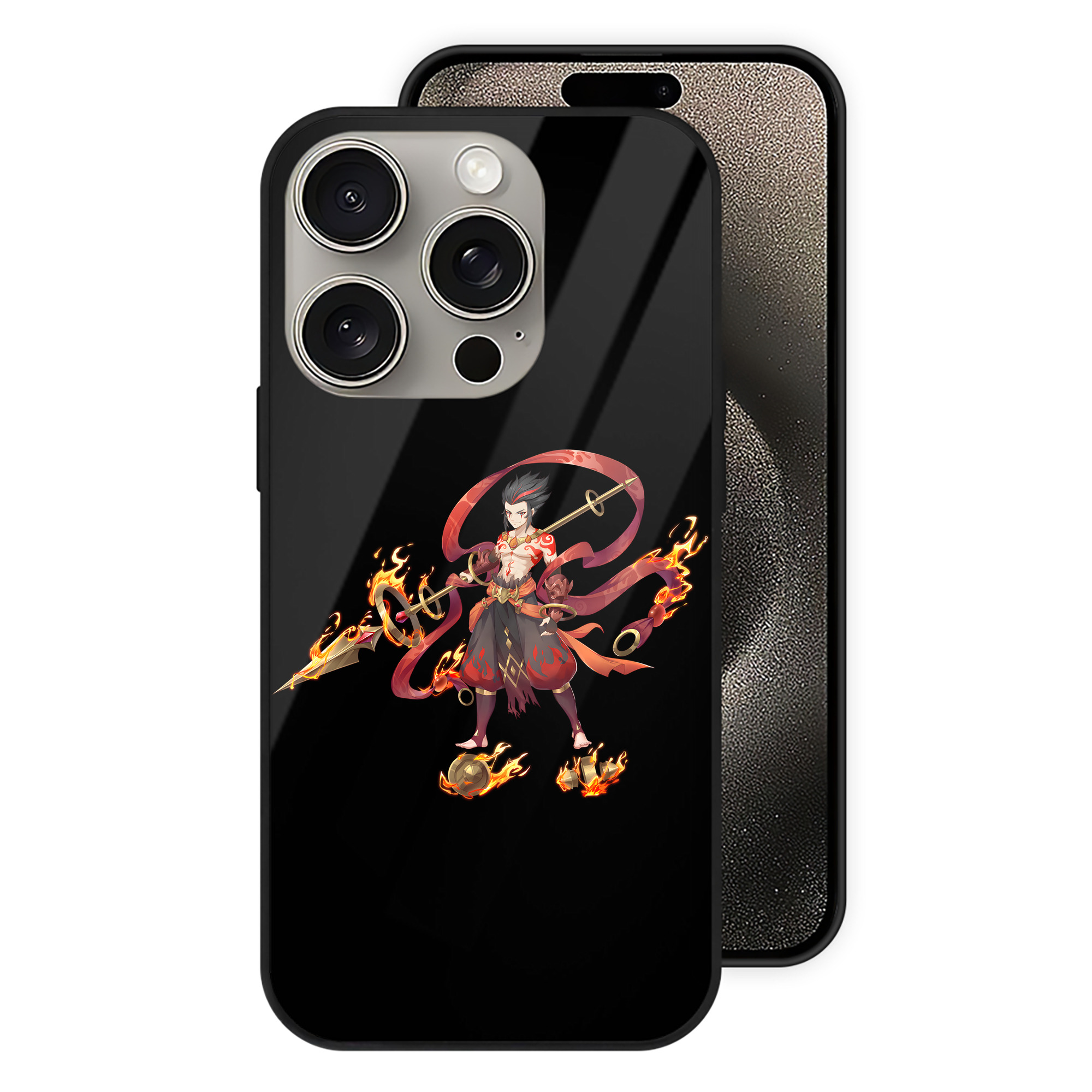 （画像用） Ne Zha 2 ナタ 魔童の大暴れ 【iPhone15Pro対応】スマホケース 耐衝撃＆黄変防止 背面ガラス