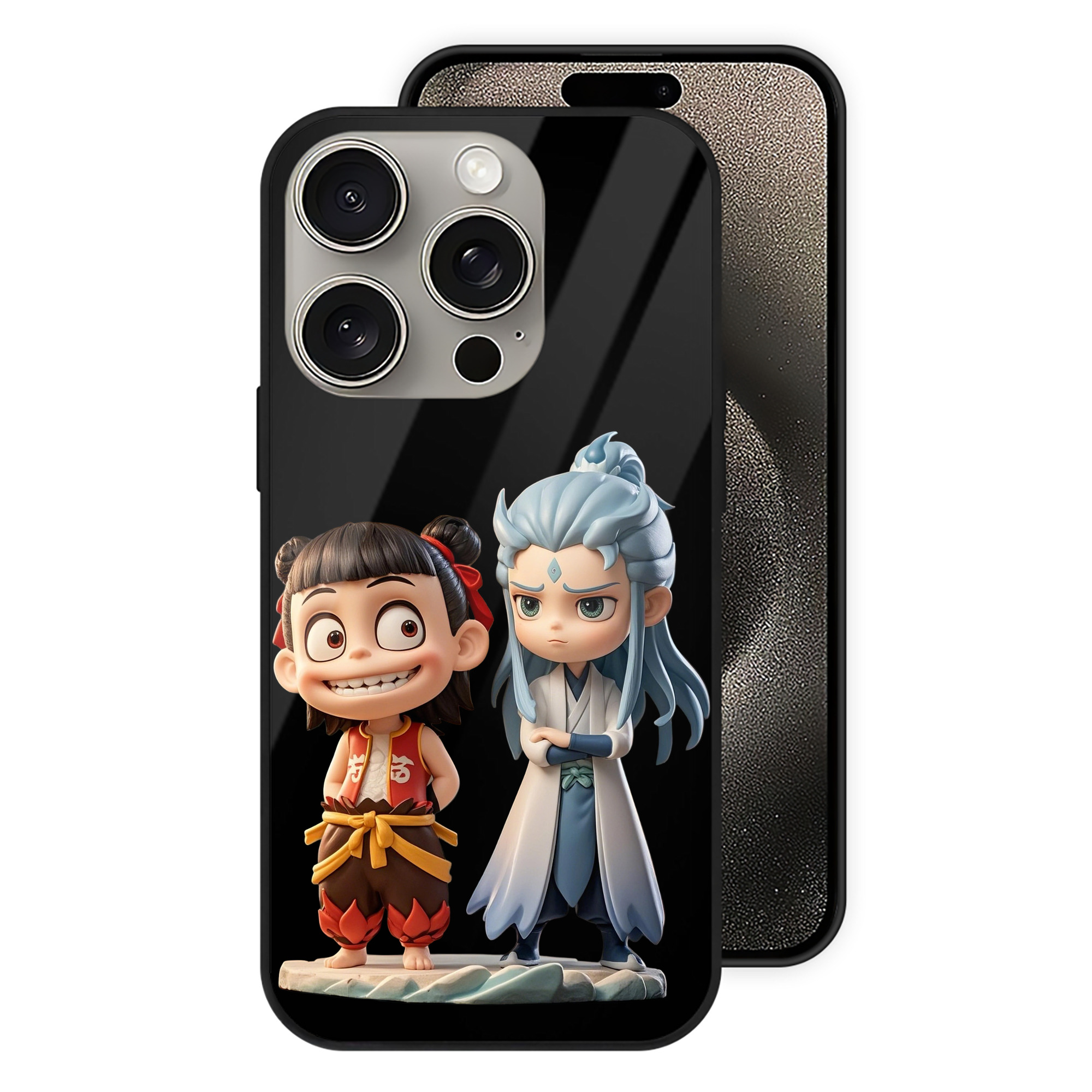 （画像用） Ne Zha 2 ナタ 魔童の大暴れ 【iPhone15Pro対応】スマホケース 耐衝撃＆黄変防止 背面ガラス