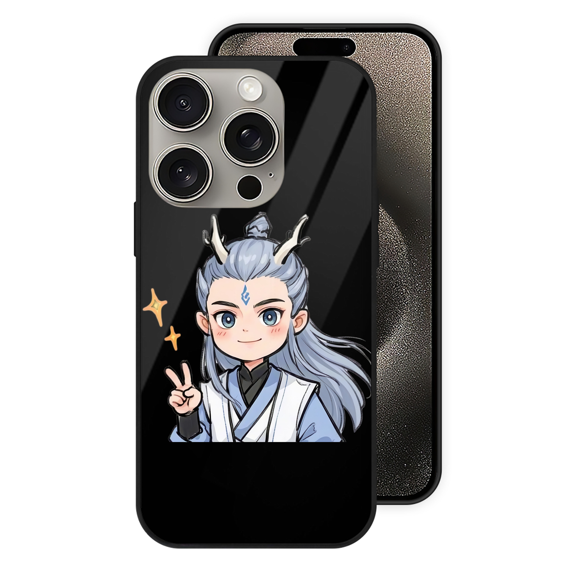 （画像用） Ne Zha 2 ナタ 魔童の大暴れ 【iPhone15Pro対応】スマホケース 耐衝撃＆黄変防止 背面ガラス