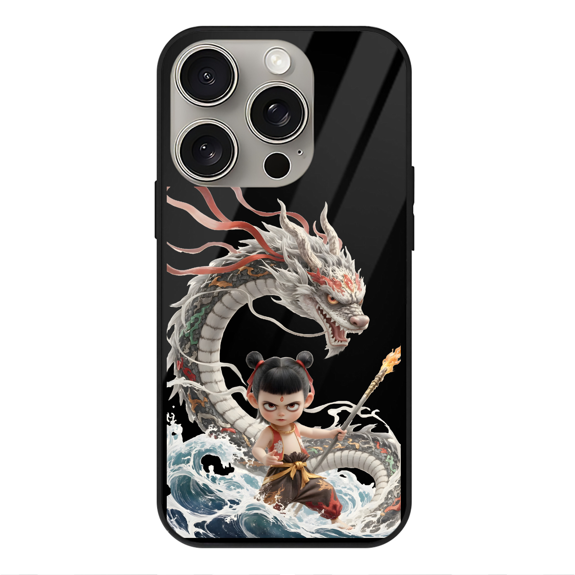（画像用） Ne Zha 2 ナタ 魔童の大暴れ 【iPhone15Pro対応】スマホケース 耐衝撃＆黄変防止 背面ガラス