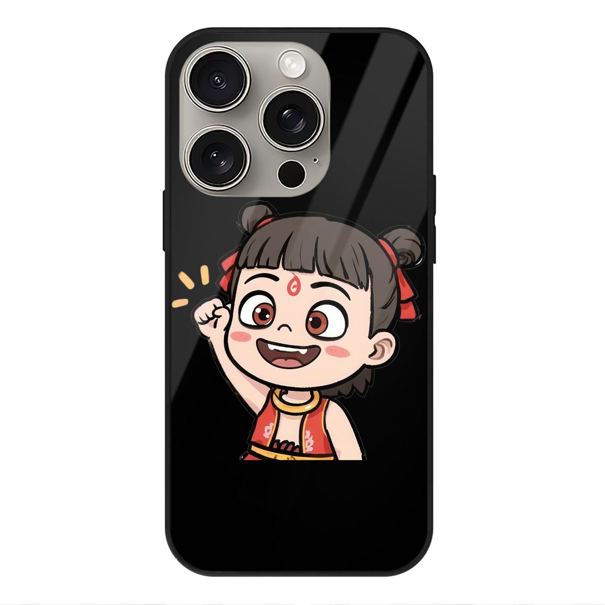（画像用） Ne Zha 2 ナタ 魔童の大暴れ 【iPhone15Pro対応】スマホケース 耐衝撃＆黄変防止 背面ガラス