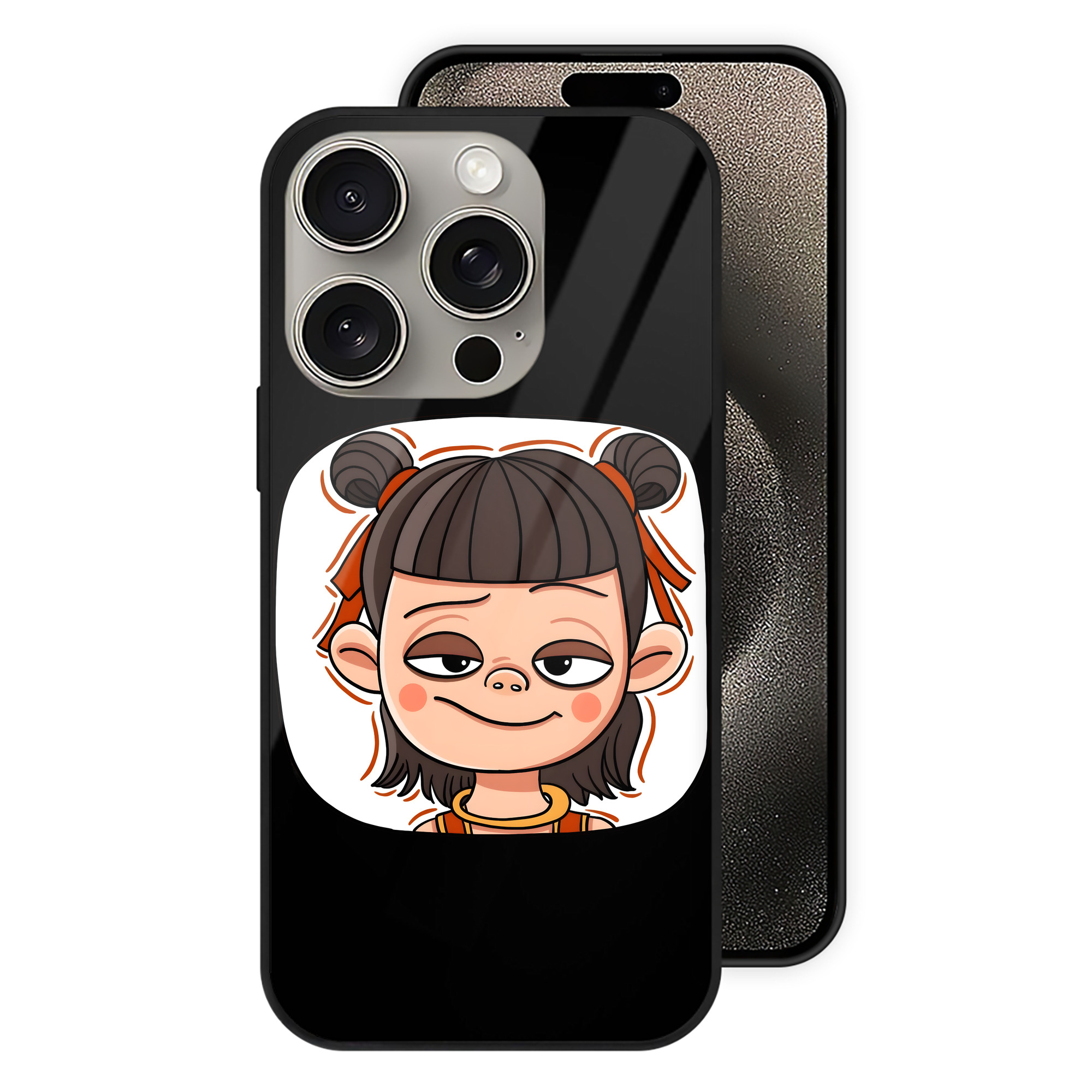 （画像用） Ne Zha 2 ナタ 魔童の大暴れ 【iPhone15Pro対応】スマホケース 耐衝撃＆黄変防止 背面ガラス