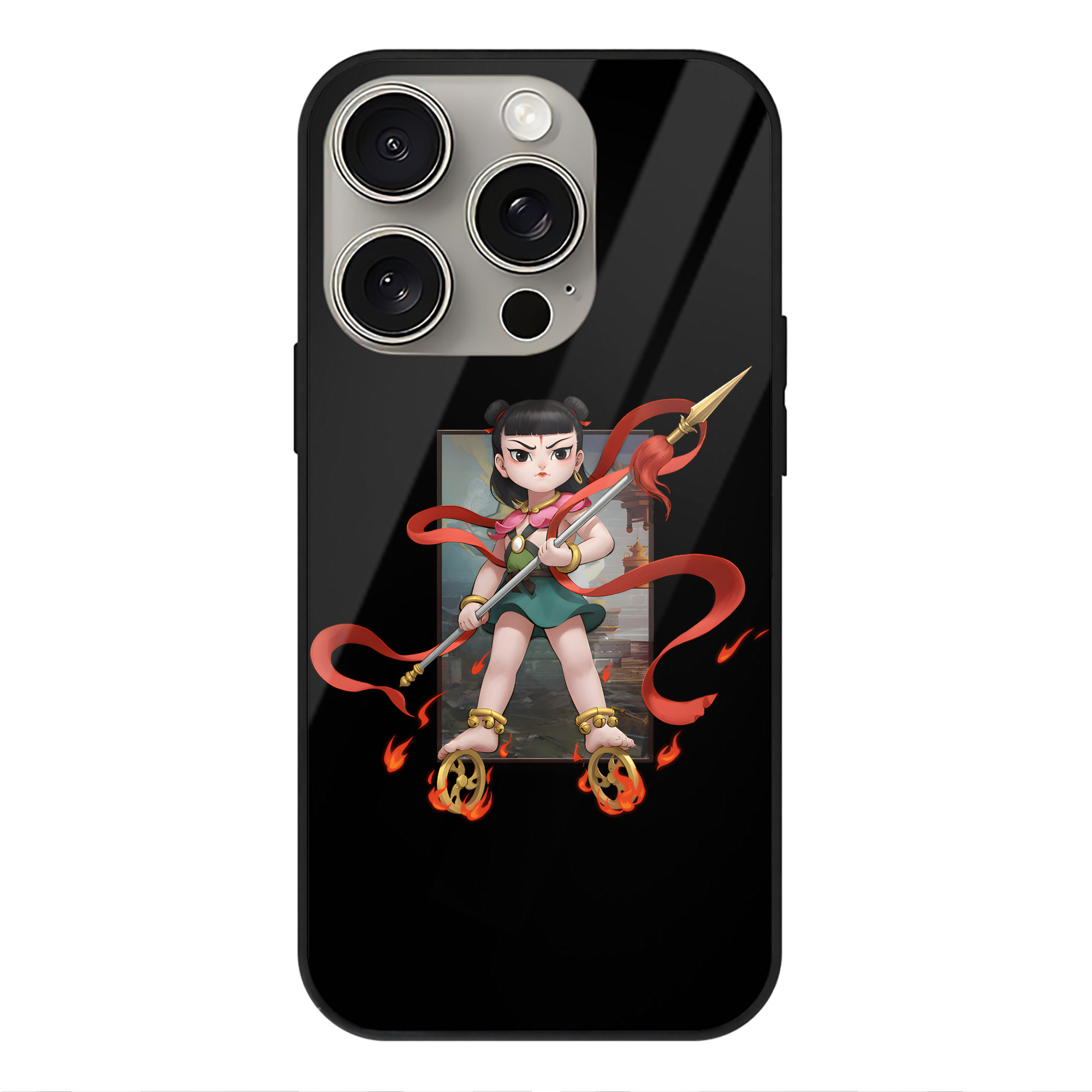 （画像用） Ne Zha 2 ナタ 魔童の大暴れ 【iPhone15Pro対応】スマホケース 耐衝撃＆黄変防止 背面ガラス
