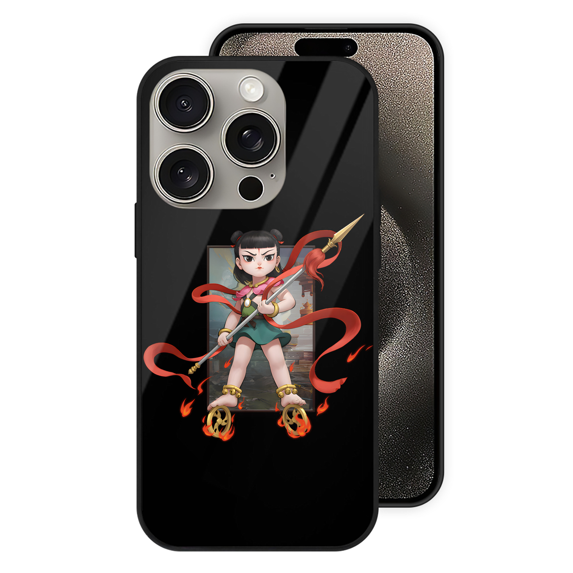 （画像用） Ne Zha 2 ナタ 魔童の大暴れ 【iPhone15Pro対応】スマホケース 耐衝撃＆黄変防止 背面ガラス
