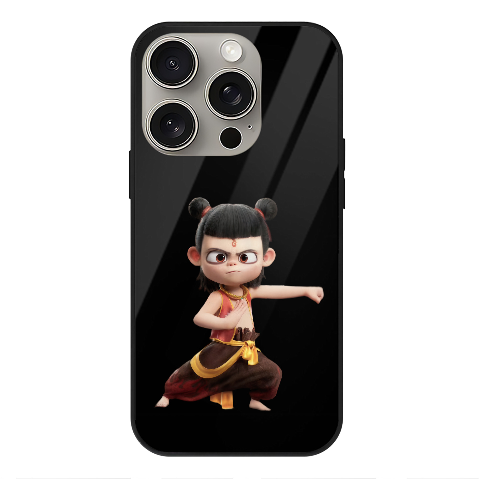 （画像用） Ne Zha 2 ナタ 魔童の大暴れ 【iPhone15Pro対応】スマホケース 耐衝撃＆黄変防止 背面ガラス