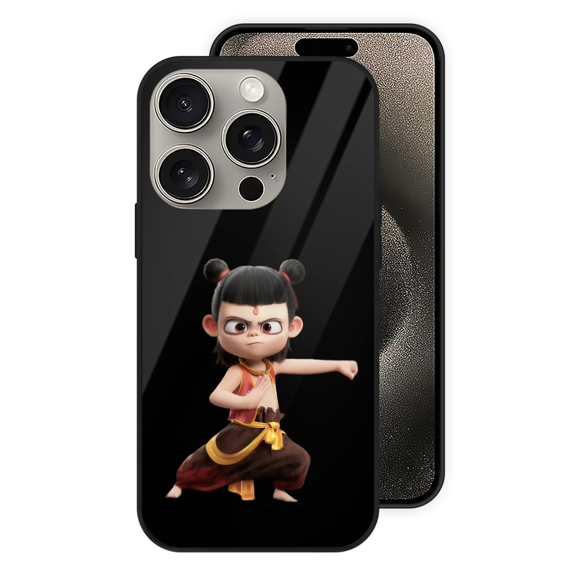 （画像用） Ne Zha 2 ナタ 魔童の大暴れ 【iPhone15Pro対応】スマホケース 耐衝撃＆黄変防止 背面ガラス