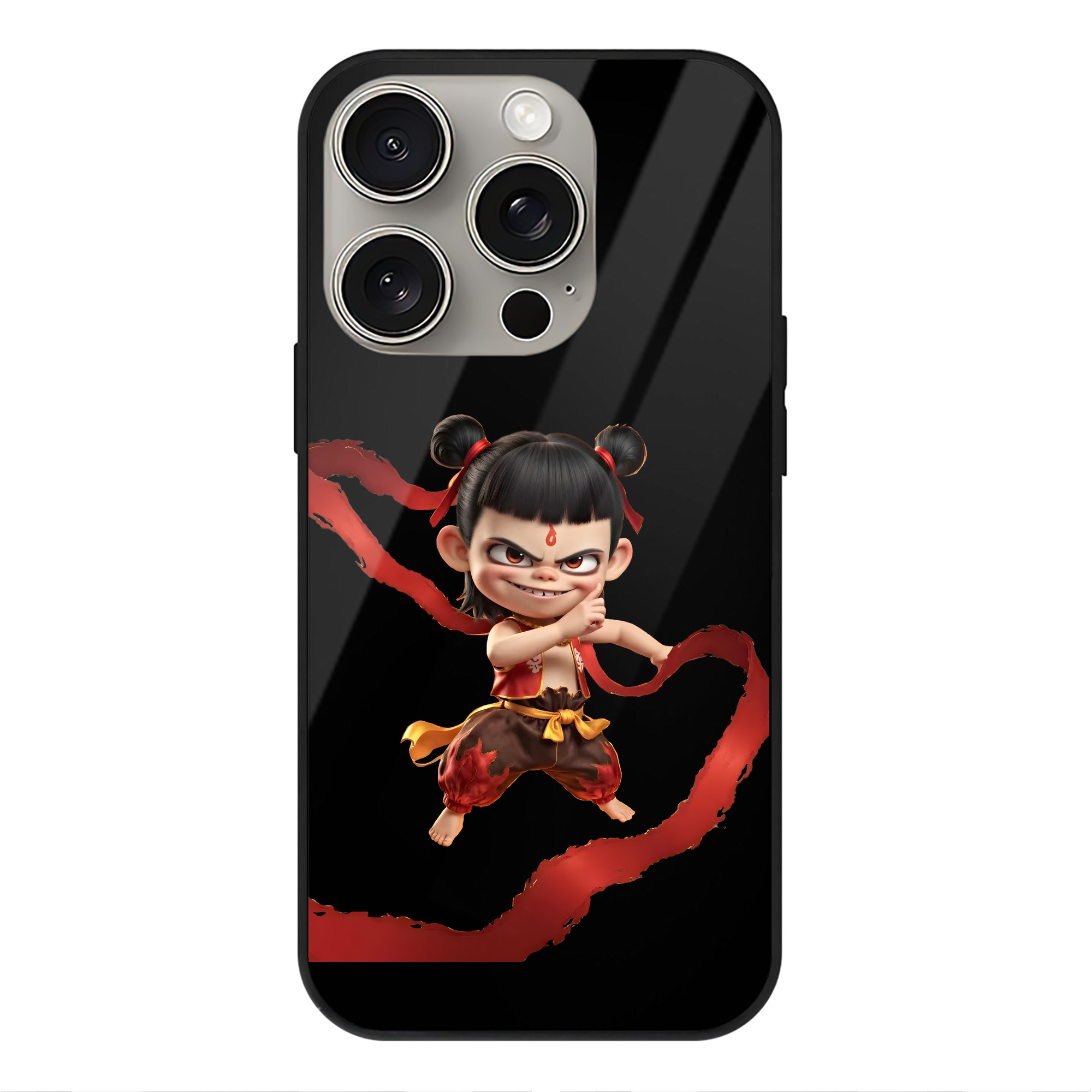 （画像用） Ne Zha 2 ナタ 魔童の大暴れ 【iPhone15Pro対応】スマホケース 耐衝撃＆黄変防止 背面ガラス