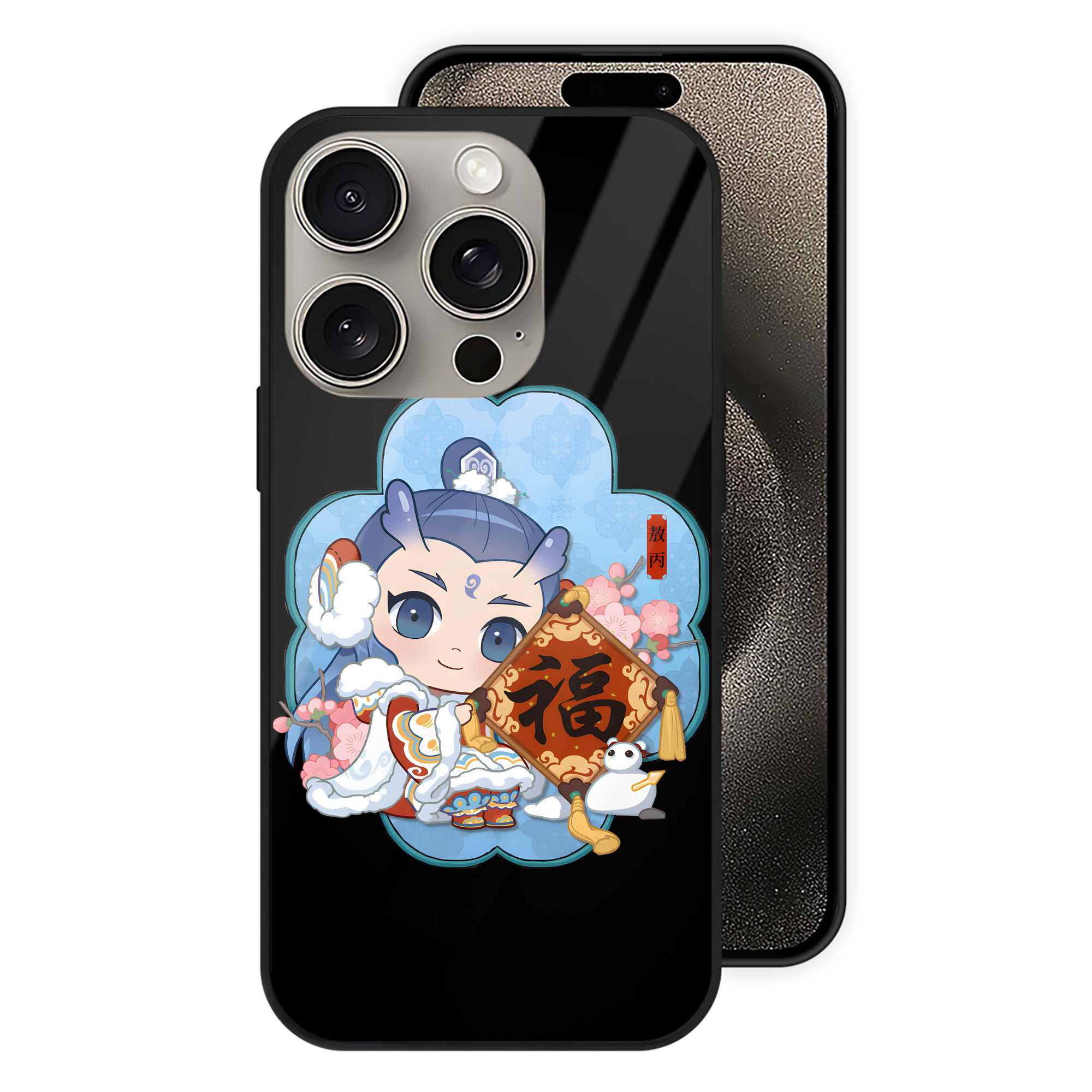 （画像用） Ne Zha 2 ナタ 魔童の大暴れ 【iPhone15Pro対応】スマホケース 耐衝撃＆黄変防止 背面ガラス