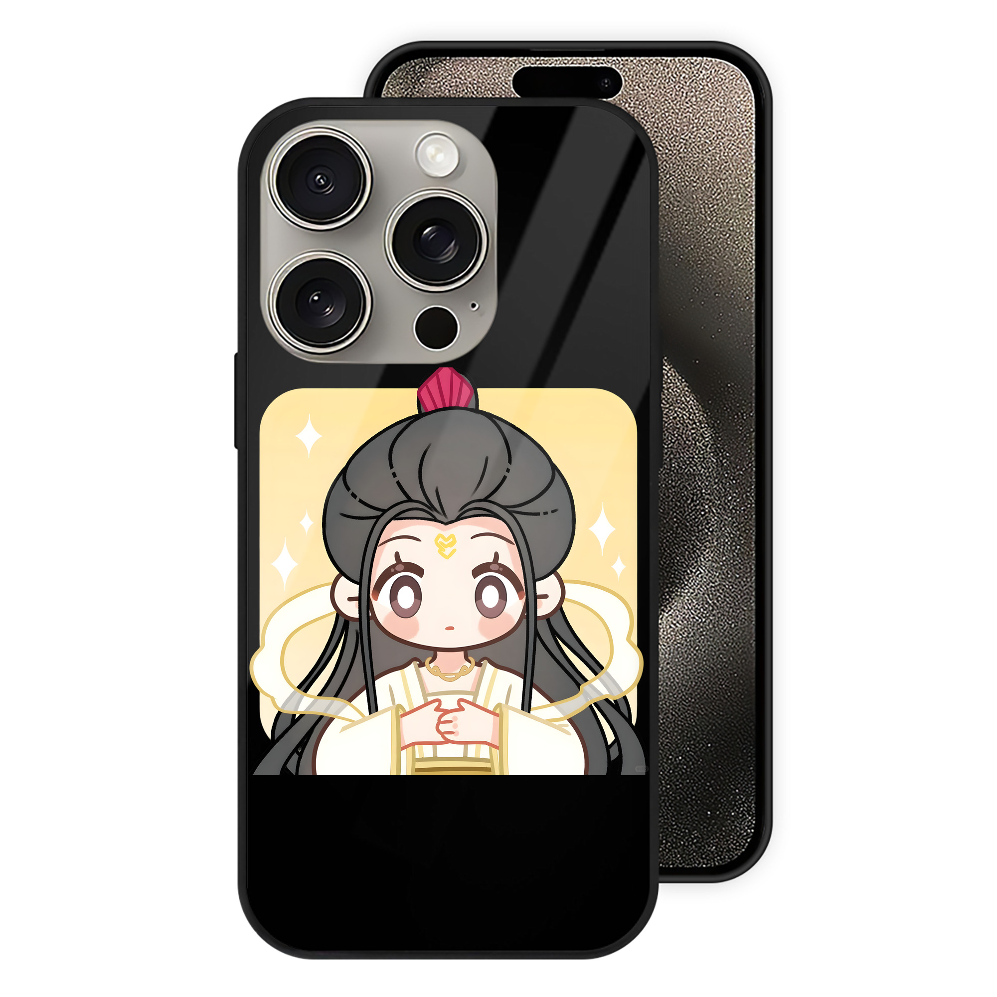 （画像用） Ne Zha 2 ナタ 魔童の大暴れ 【iPhone15Pro対応】スマホケース 耐衝撃＆黄変防止 背面ガラス