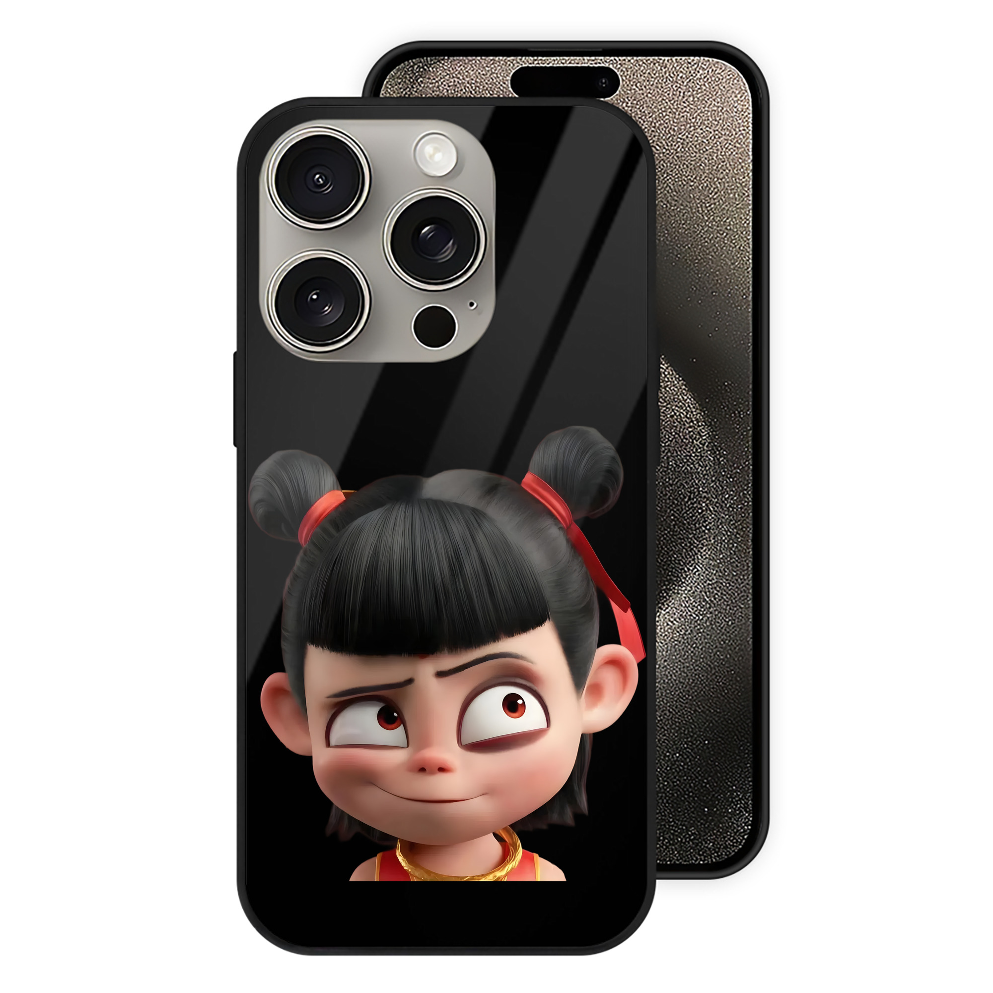 （画像用） Ne Zha 2 ナタ 魔童の大暴れ 【iPhone15Pro対応】スマホケース 耐衝撃＆黄変防止 背面ガラス
