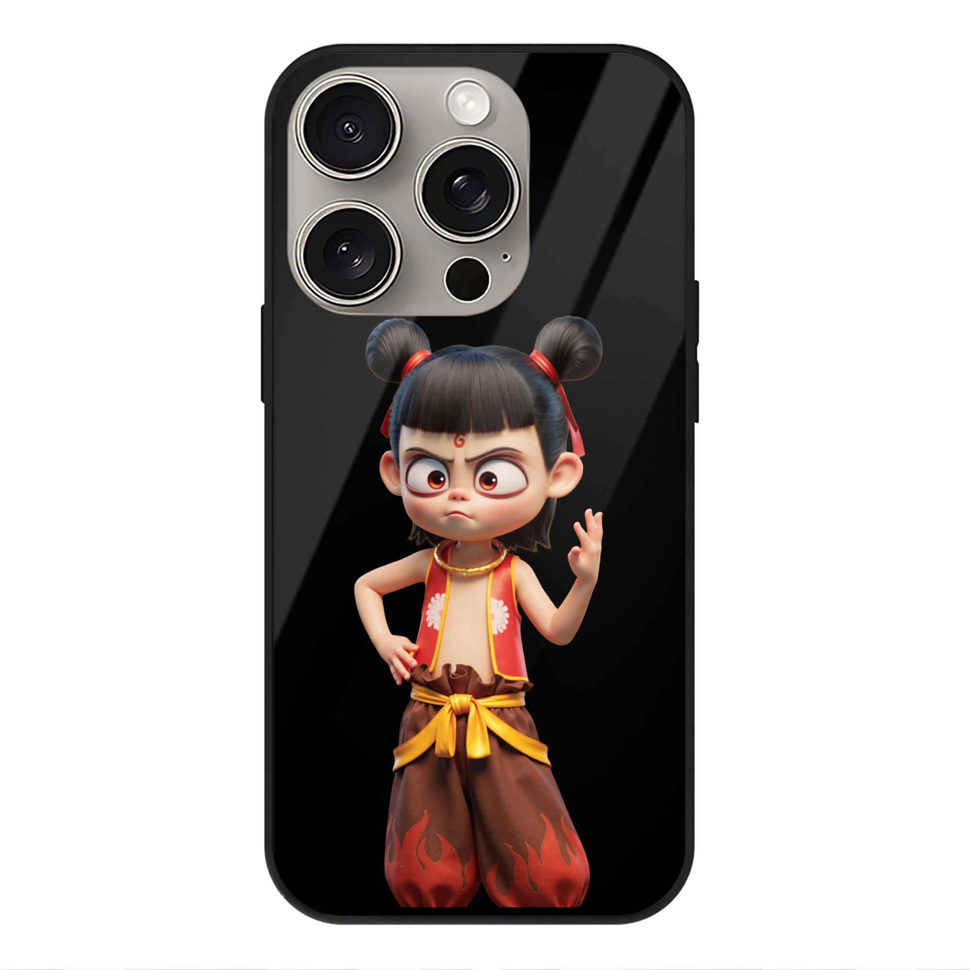 （画像用） Ne Zha 2 ナタ 魔童の大暴れ 【iPhone15Pro対応】スマホケース 耐衝撃＆黄変防止 背面ガラス