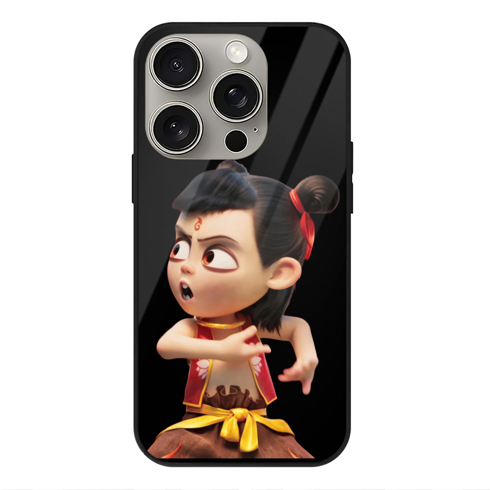 （画像用） Ne Zha 2 ナタ 魔童の大暴れ 【iPhone15Pro対応】スマホケース 耐衝撃＆黄変防止 背面ガラス
