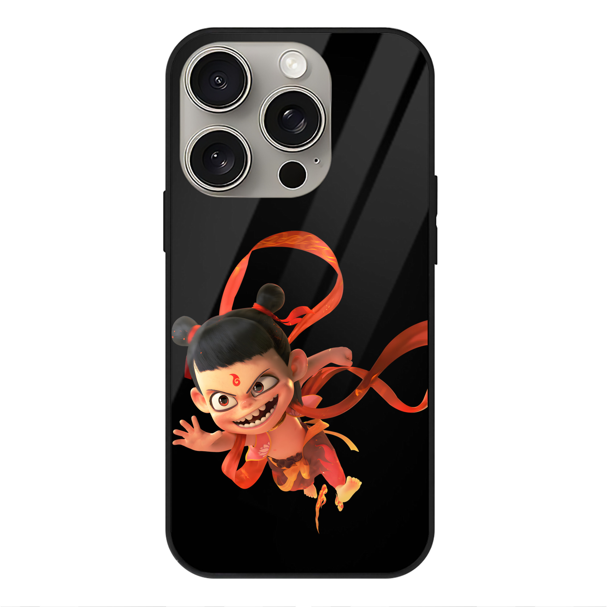 （画像用） Ne Zha 2 ナタ 魔童の大暴れ 【iPhone15Pro対応】スマホケース 耐衝撃＆黄変防止 背面ガラス