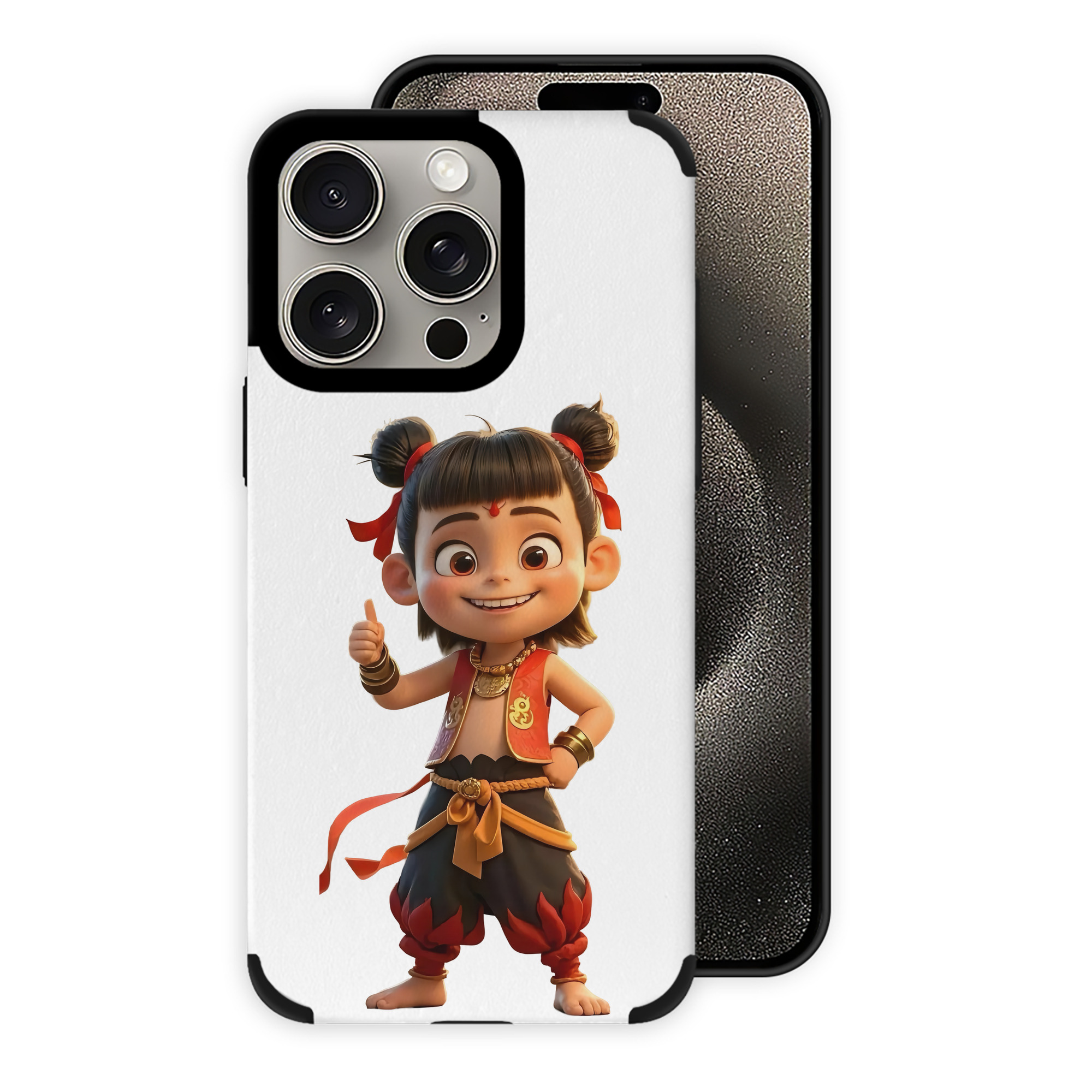 （画像用） Ne Zha 2 ナタ 魔童の大暴れ 【iPhone15ProMax対応】 PUレザー スマホケース 耐衝撃＆黄変防止