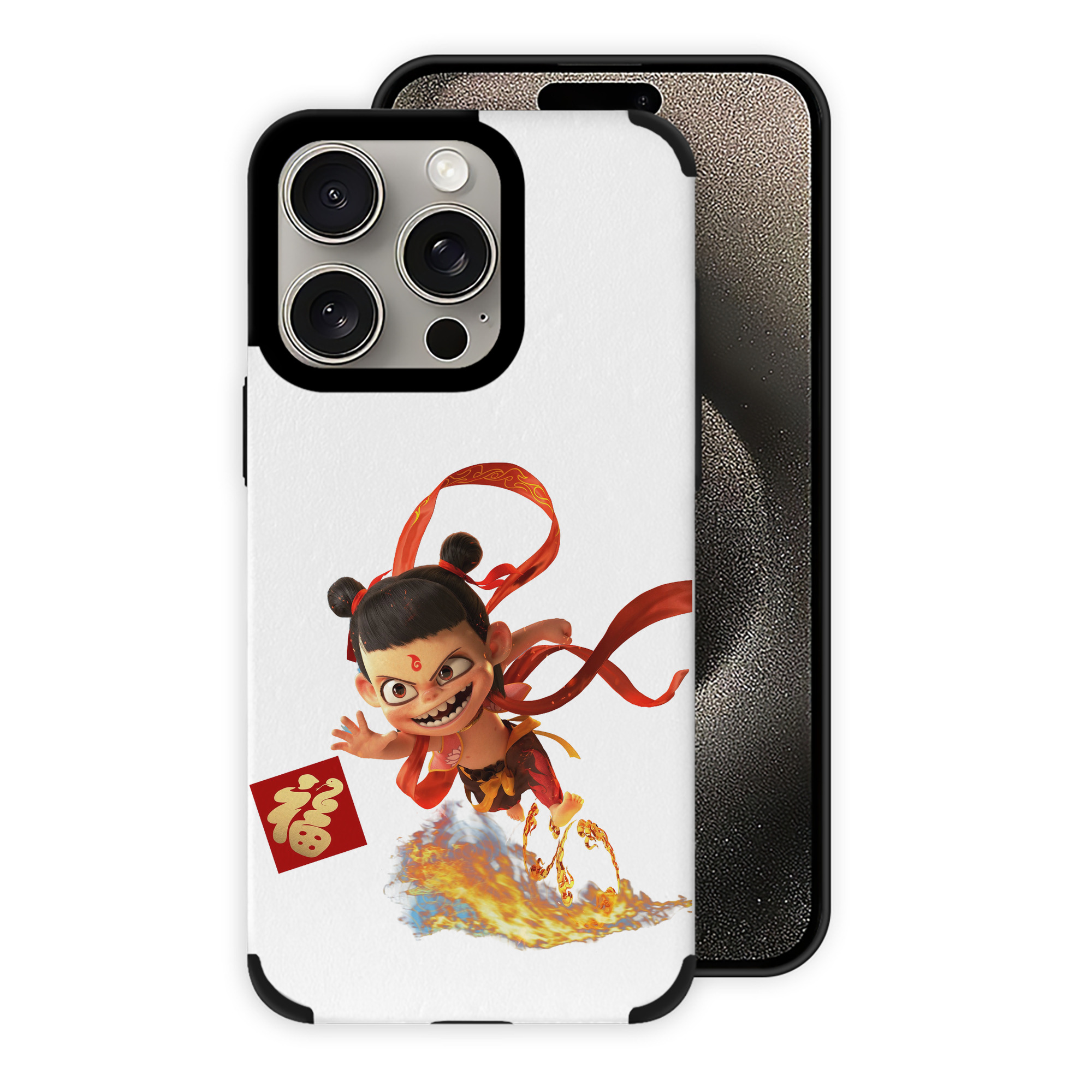 （画像用） Ne Zha 2 ナタ 魔童の大暴れ 【iPhone15ProMax対応】 PUレザー スマホケース 耐衝撃＆黄変防止