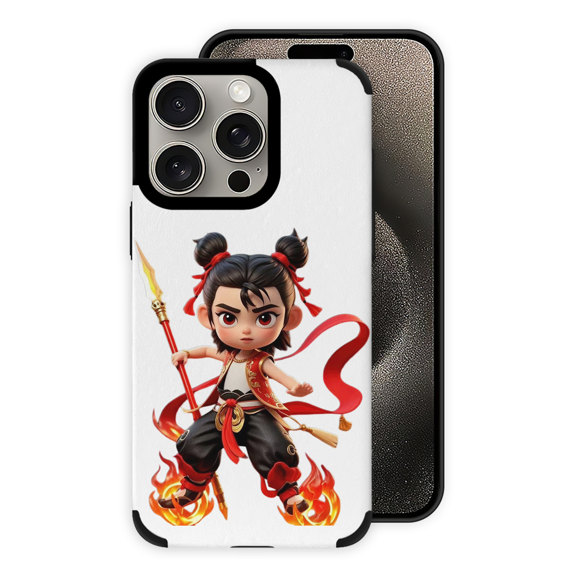 （画像用） Ne Zha 2 ナタ 魔童の大暴れ 【iPhone15ProMax対応】 PUレザー スマホケース 耐衝撃＆黄変防止