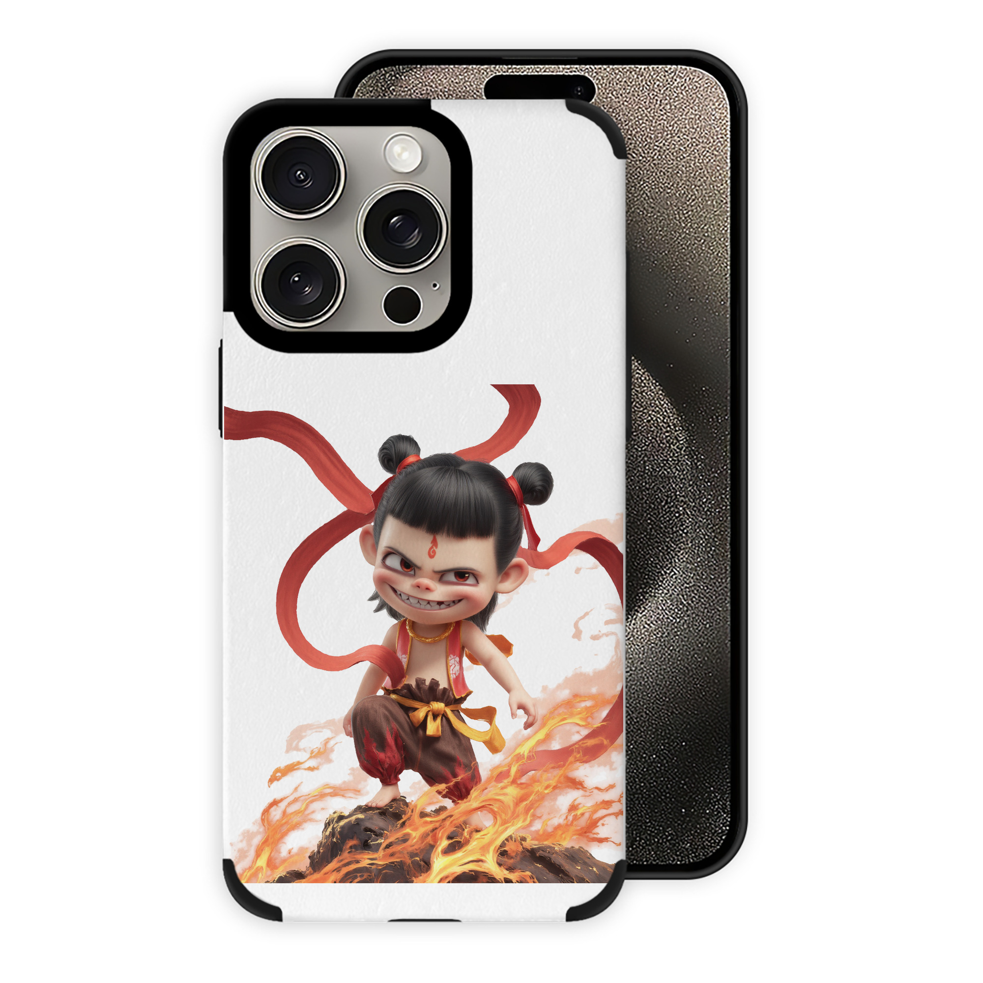 （画像用） Ne Zha 2 ナタ 魔童の大暴れ 【iPhone15ProMax対応】 PUレザー スマホケース 耐衝撃＆黄変防止