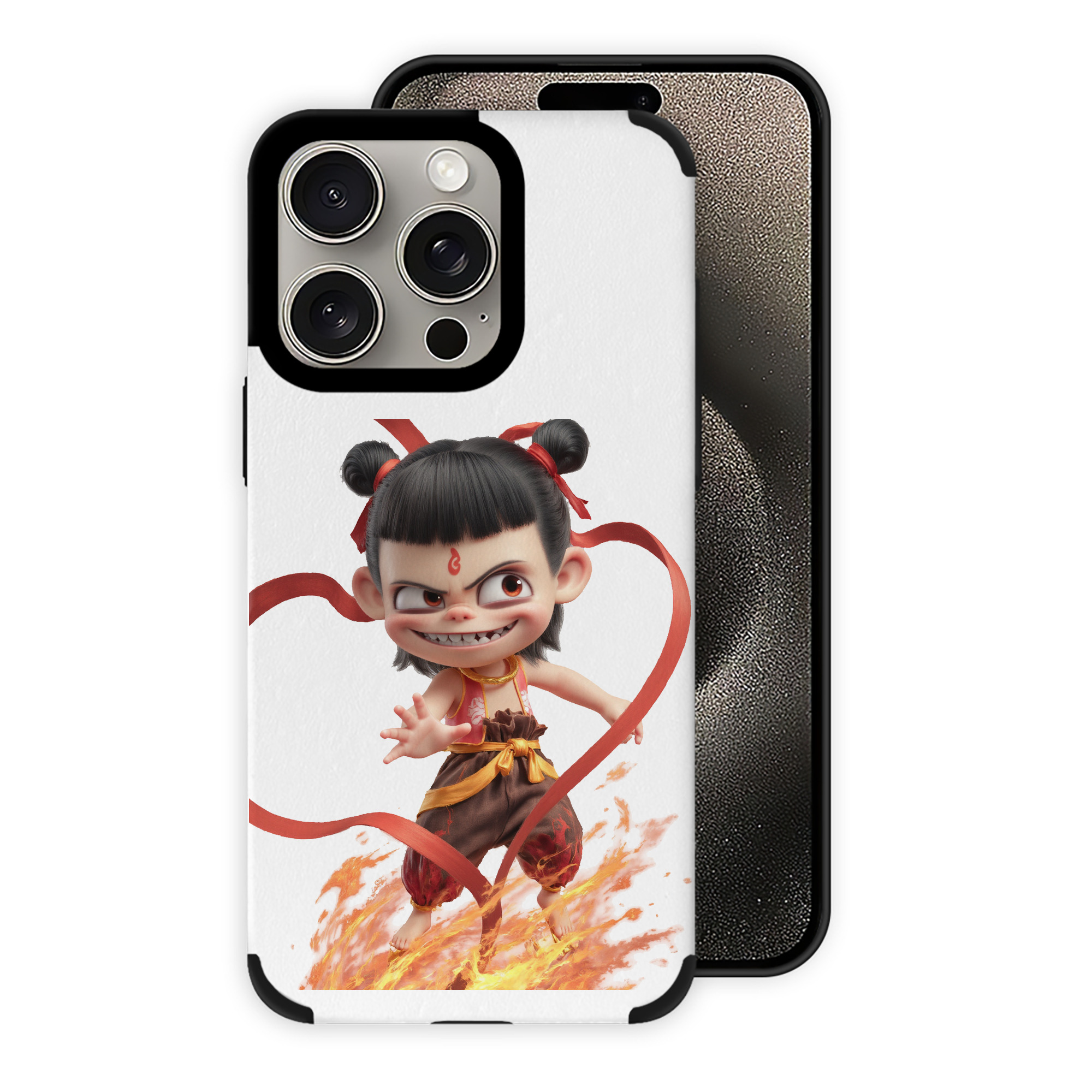 （画像用） Ne Zha 2 ナタ 魔童の大暴れ 【iPhone15ProMax対応】 PUレザー スマホケース 耐衝撃＆黄変防止