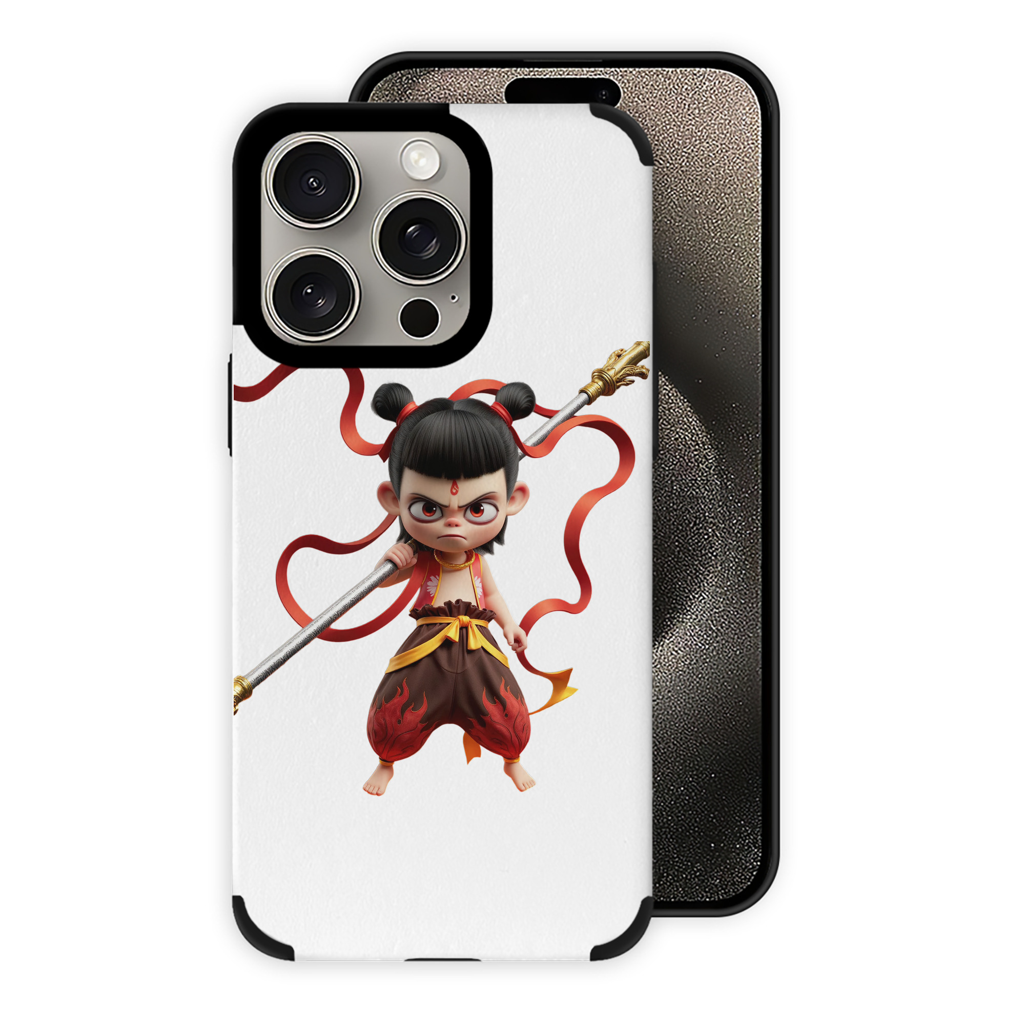 （画像用） Ne Zha 2 ナタ 魔童の大暴れ 【iPhone15ProMax対応】 PUレザー スマホケース 耐衝撃＆黄変防止