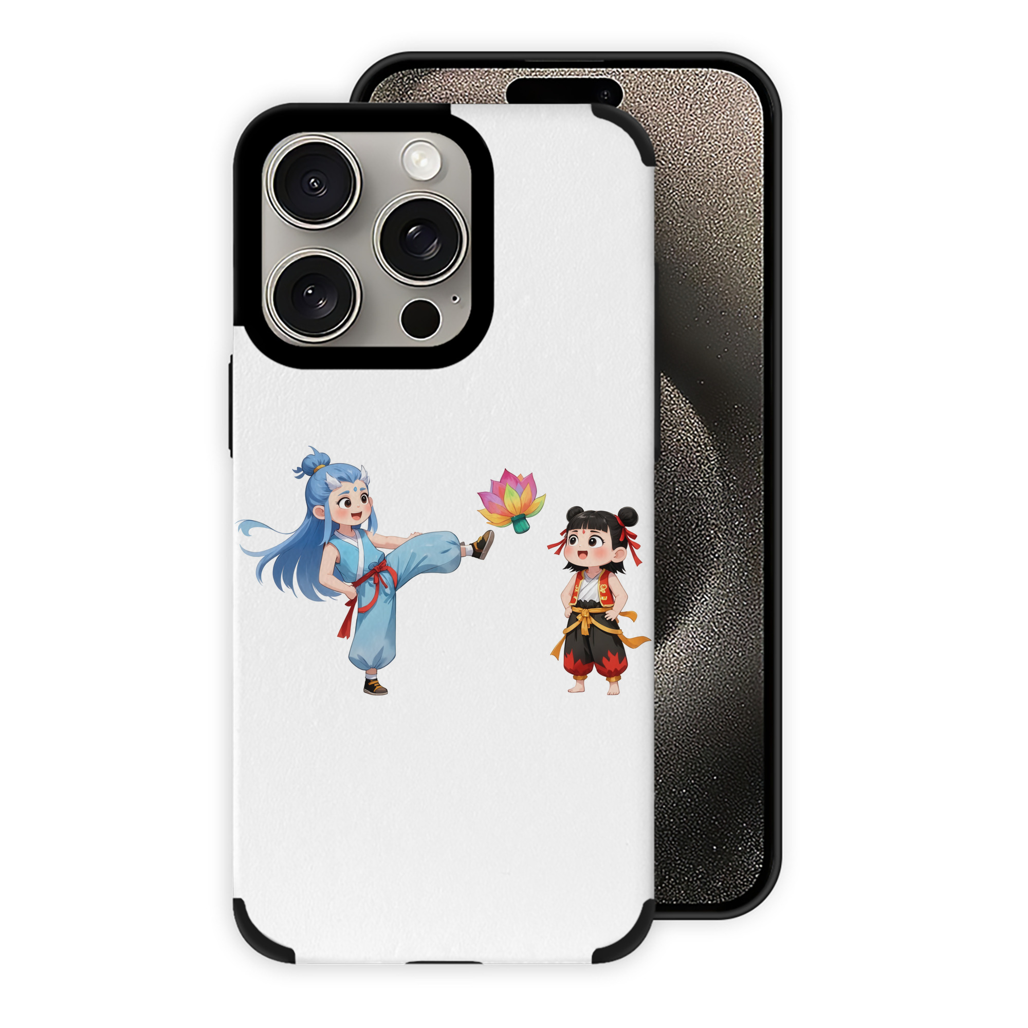 （画像用） Ne Zha 2 ナタ 魔童の大暴れ 【iPhone15ProMax対応】 PUレザー スマホケース 耐衝撃＆黄変防止