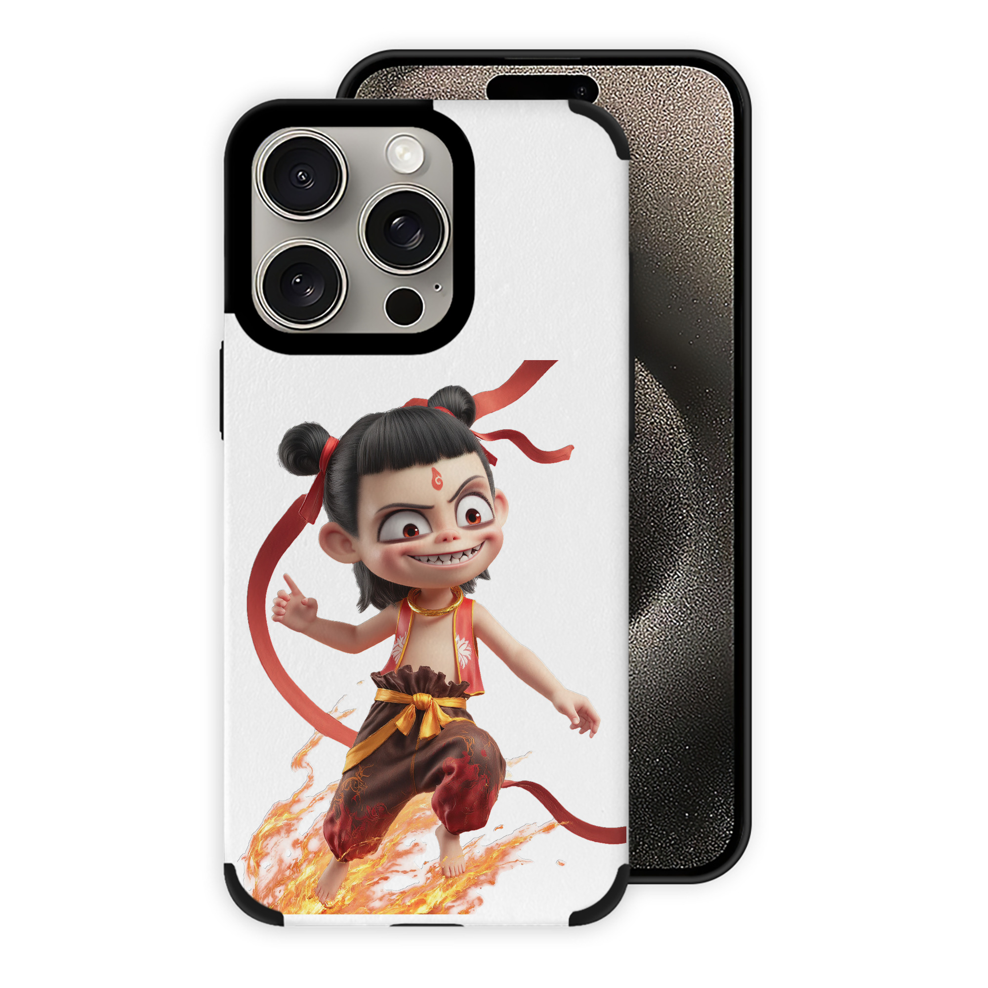 （画像用） Ne Zha 2 ナタ 魔童の大暴れ 【iPhone15ProMax対応】 PUレザー スマホケース 耐衝撃＆黄変防止