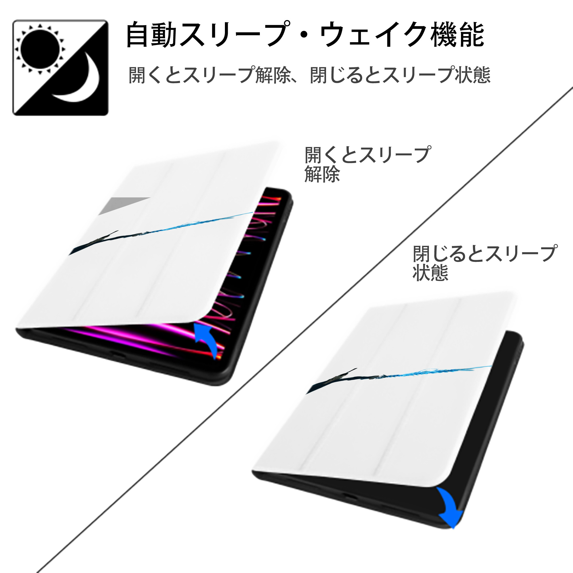 Ne Zha 2 ナタ 魔童の大暴れ IPad ケース ペン収納付き 三つ折りスタンド PUレザー×シリコン 対応機種9.5/10.5/10.9インチ