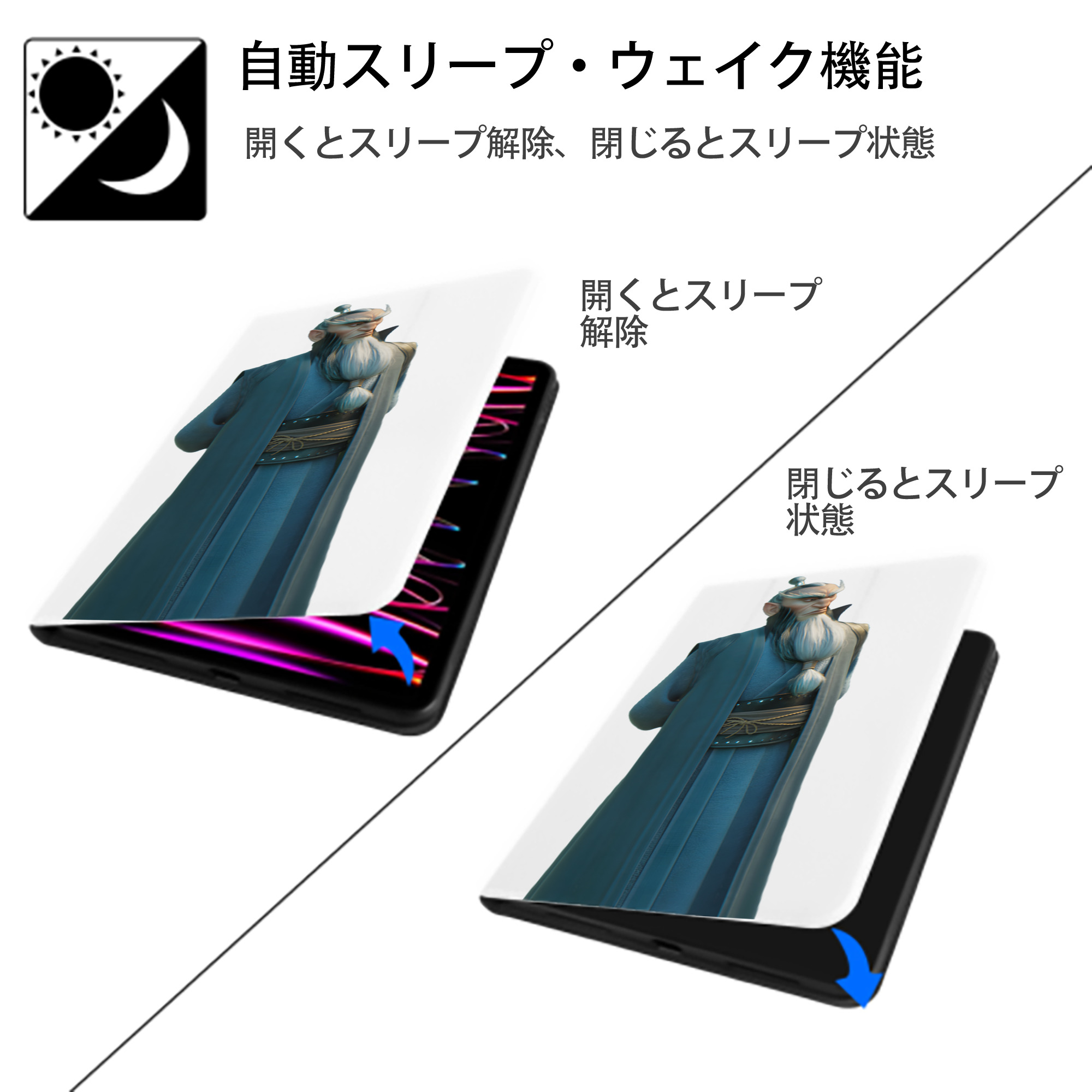 Ne Zha 2 ナタ 魔童の大暴れ IPad ケース ペン収納付き 三つ折りスタンド PUレザー×シリコン 対応機種9.5/10.5/10.9インチ