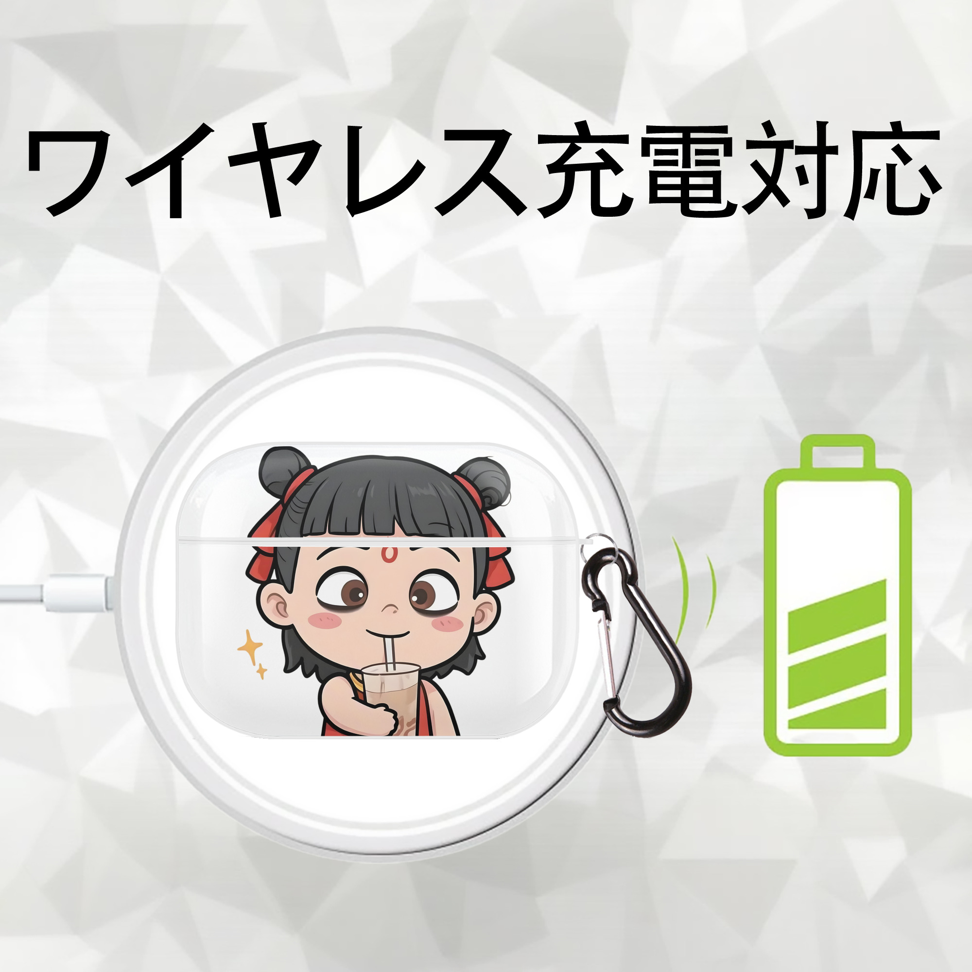 Ne Zha 2 ナタ 魔童の大暴れ 【AirPods Pro用】ハードシェル保護ケース 耐衝撃・防指紋・カラビナ付き商品仕様