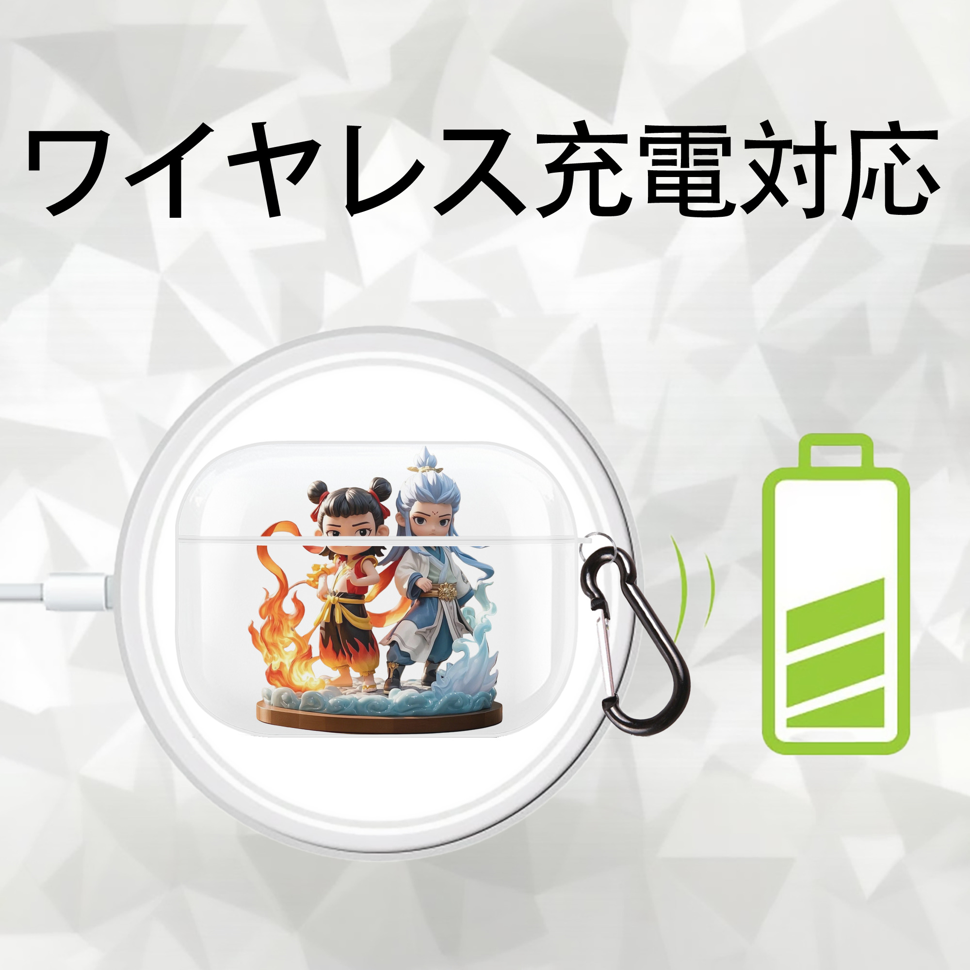 Ne Zha 2 ナタ 魔童の大暴れ 【AirPods Pro用】ハードシェル保護ケース 耐衝撃・防指紋・カラビナ付き商品仕様