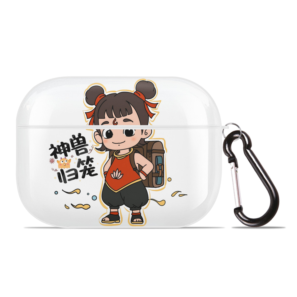 （画像用） Ne Zha 2 ナタ 魔童の大暴れ 【AirPods Pro用】ハードシェル保護ケース 耐衝撃・防指紋・カラビナ付き商品仕様
