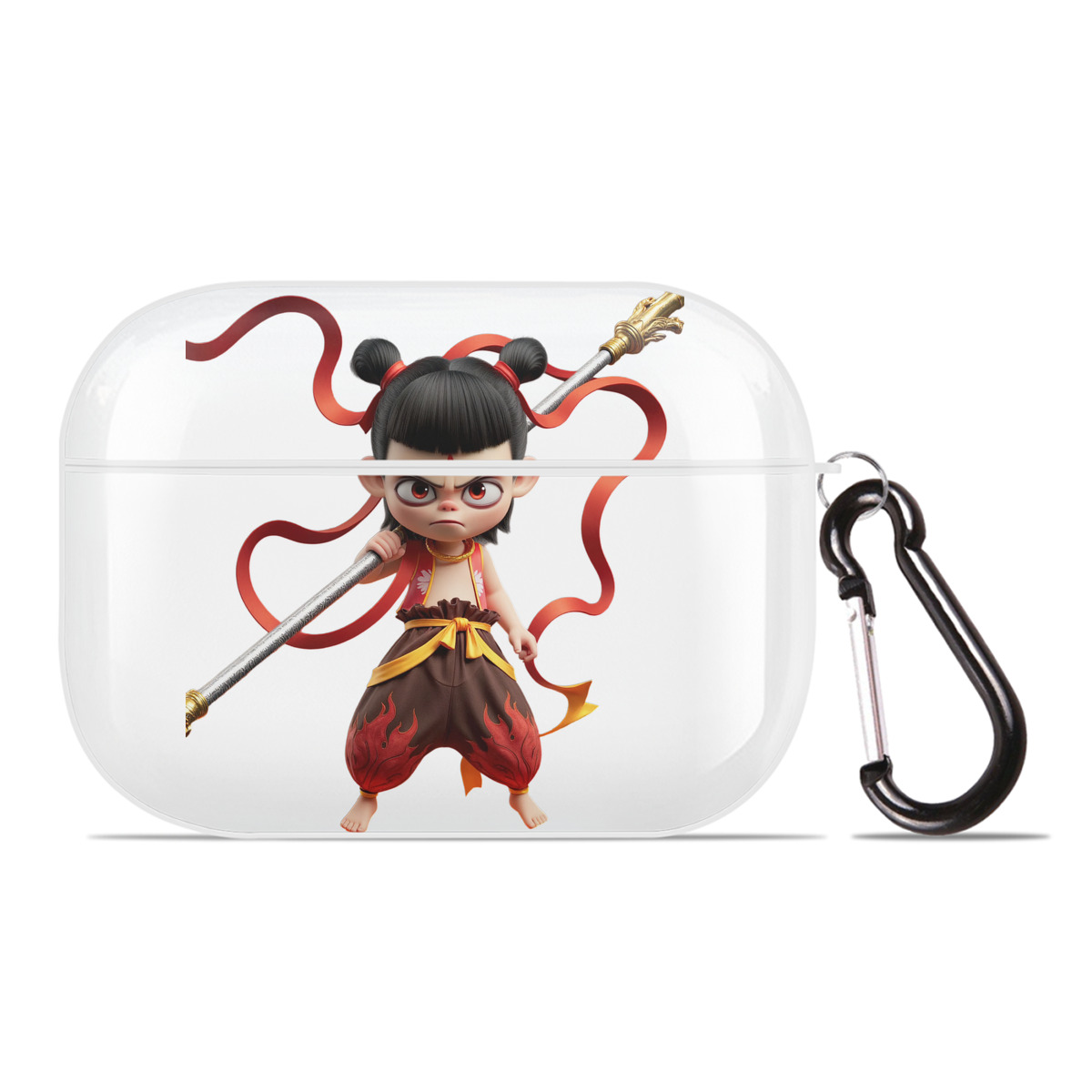 （画像用） Ne Zha 2 ナタ 魔童の大暴れ 【AirPods Pro用】ハードシェル保護ケース 耐衝撃・防指紋・カラビナ付き商品仕様