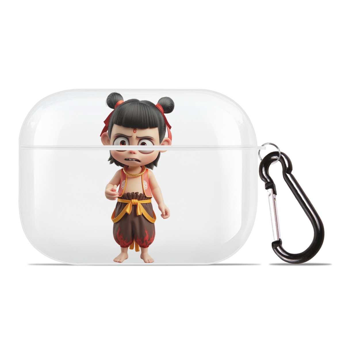 （画像用） Ne Zha 2 ナタ 魔童の大暴れ 【AirPods Pro用】ハードシェル保護ケース 耐衝撃・防指紋・カラビナ付き商品仕様