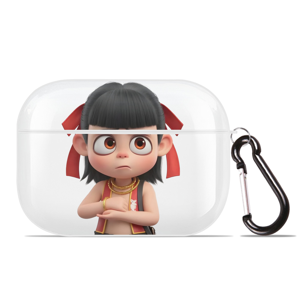 （画像用） Ne Zha 2 ナタ 魔童の大暴れ 【AirPods Pro用】ハードシェル保護ケース 耐衝撃・防指紋・カラビナ付き商品仕様