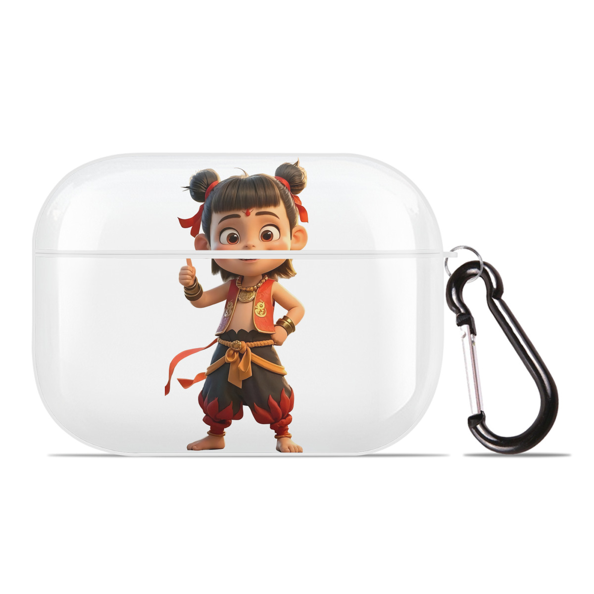 （画像用） Ne Zha 2 ナタ 魔童の大暴れ 【AirPods Pro用】ハードシェル保護ケース 耐衝撃・防指紋・カラビナ付き商品仕様