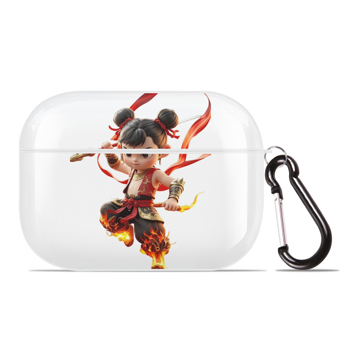 （画像用） Ne Zha 2 ナタ 魔童の大暴れ 【AirPods Pro用】ハードシェル保護ケース 耐衝撃・防指紋・カラビナ付き商品仕様