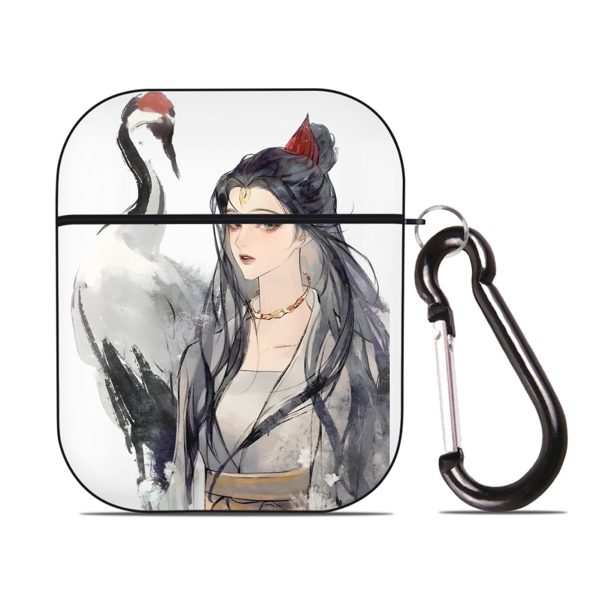 （画像用） Ne Zha 2 ナタ 魔童の大暴れ AirPods 第2世代保護ケース ハードシェル ブラック 耐衝撃・防指紋・カラビナ付き