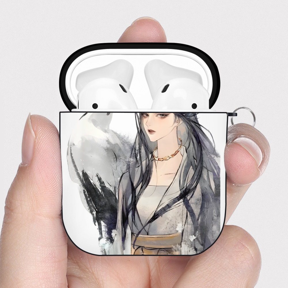 （画像用） Ne Zha 2 ナタ 魔童の大暴れ AirPods 第2世代保護ケース ハードシェル ブラック 耐衝撃・防指紋・カラビナ付き