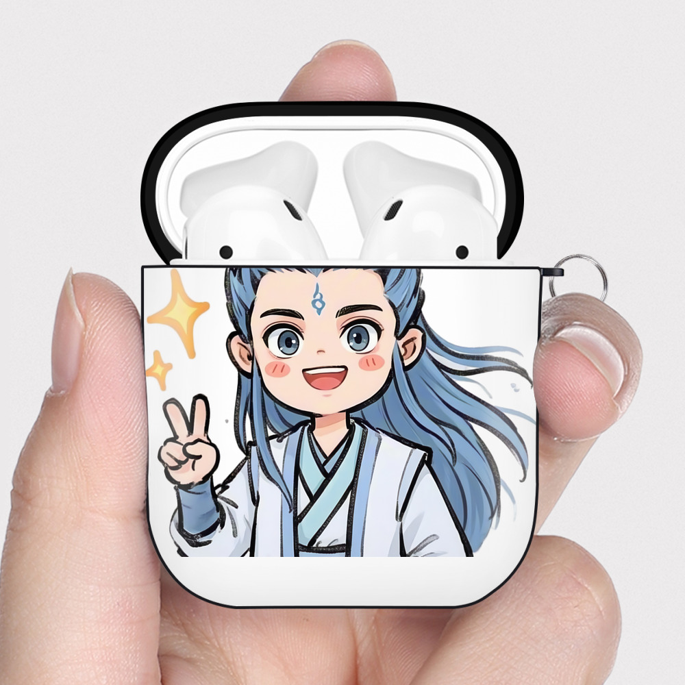 （画像用） Ne Zha 2 ナタ 魔童の大暴れ AirPods 第2世代保護ケース ハードシェル ブラック 耐衝撃・防指紋・カラビナ付き