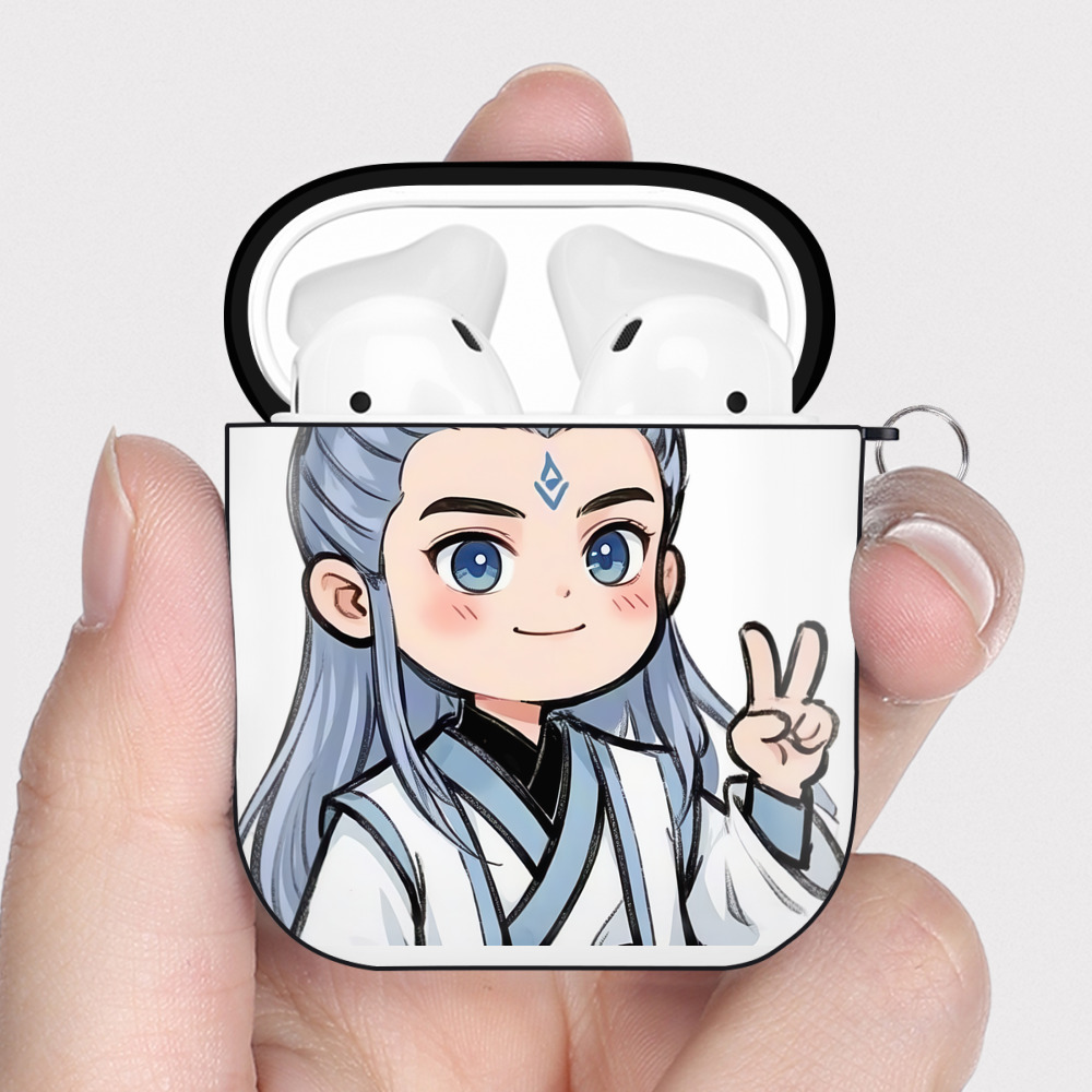 （画像用） Ne Zha 2 ナタ 魔童の大暴れ AirPods 第2世代保護ケース ハードシェル ブラック 耐衝撃・防指紋・カラビナ付き