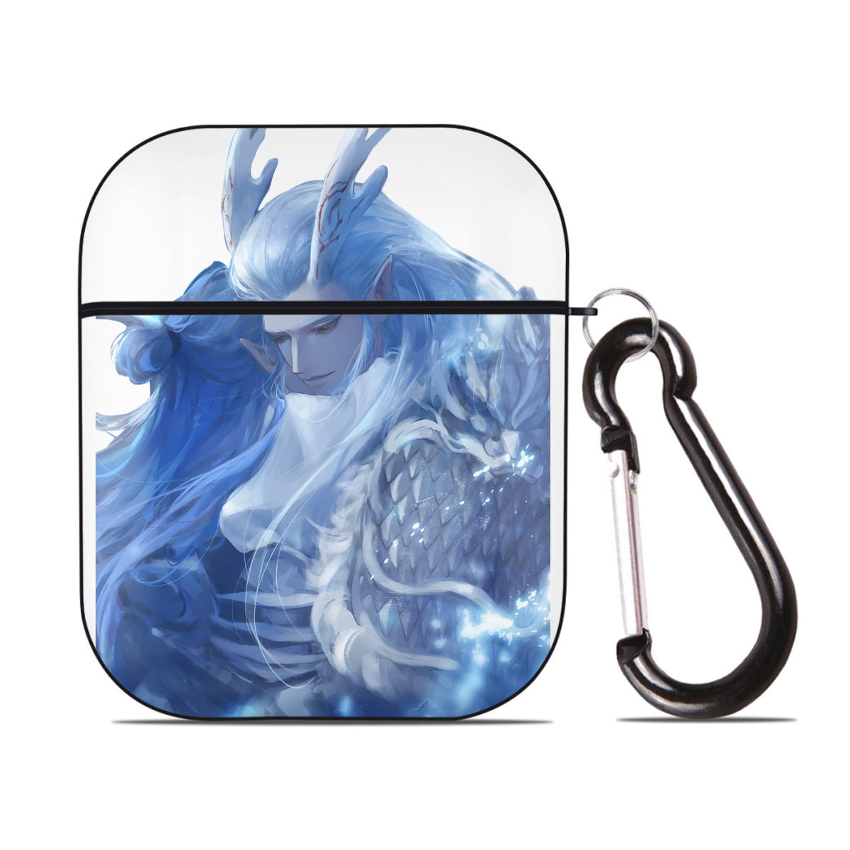 （画像用） Ne Zha 2 ナタ 魔童の大暴れ AirPods 第2世代保護ケース ハードシェル ブラック 耐衝撃・防指紋・カラビナ付き
