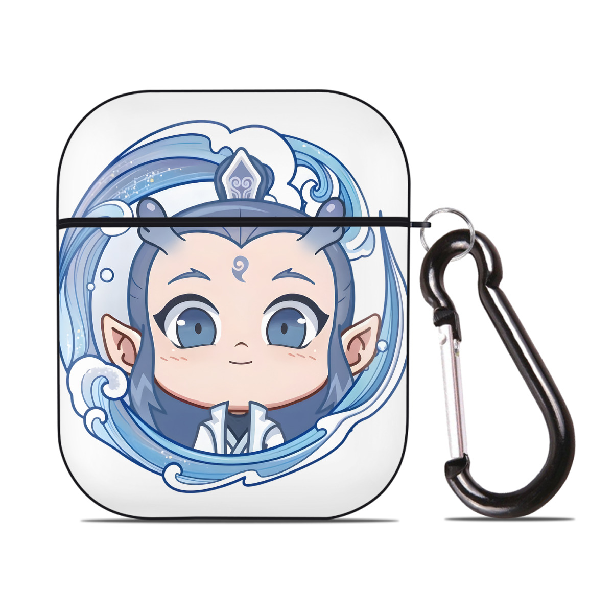 （画像用） Ne Zha 2 ナタ 魔童の大暴れ AirPods 第2世代保護ケース ハードシェル ブラック 耐衝撃・防指紋・カラビナ付き