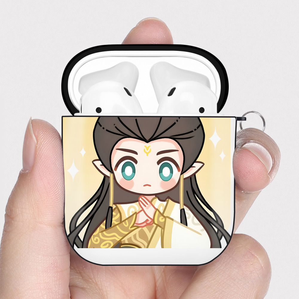 （画像用） Ne Zha 2 ナタ 魔童の大暴れ AirPods 第2世代保護ケース ハードシェル ブラック 耐衝撃・防指紋・カラビナ付き