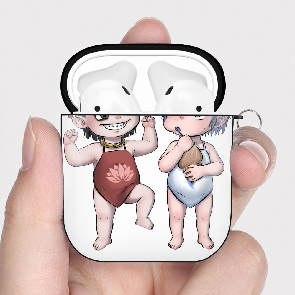 （画像用） Ne Zha 2 ナタ 魔童の大暴れ AirPods 第2世代保護ケース ハードシェル ブラック 耐衝撃・防指紋・カラビナ付き