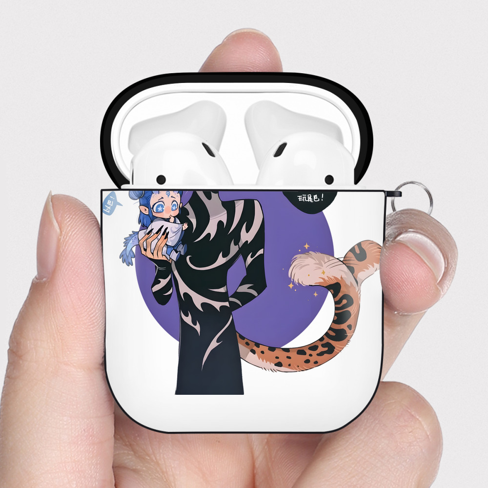 （画像用） Ne Zha 2 ナタ 魔童の大暴れ AirPods 第2世代保護ケース ハードシェル ブラック 耐衝撃・防指紋・カラビナ付き