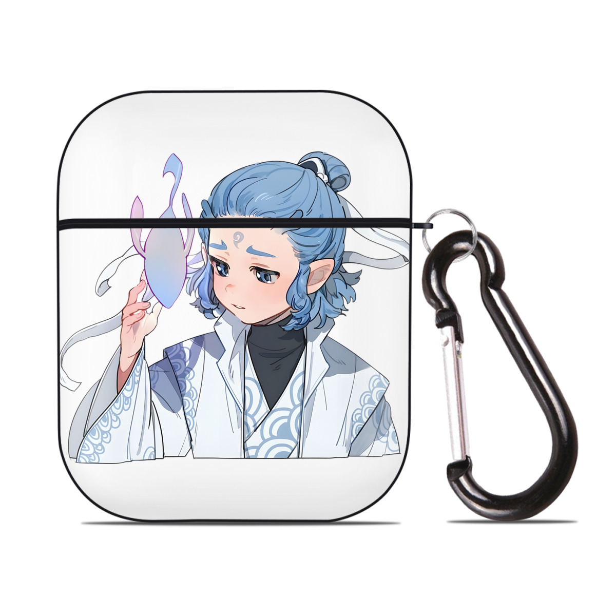 （画像用） Ne Zha 2 ナタ 魔童の大暴れ AirPods 第2世代保護ケース ハードシェル ブラック 耐衝撃・防指紋・カラビナ付き