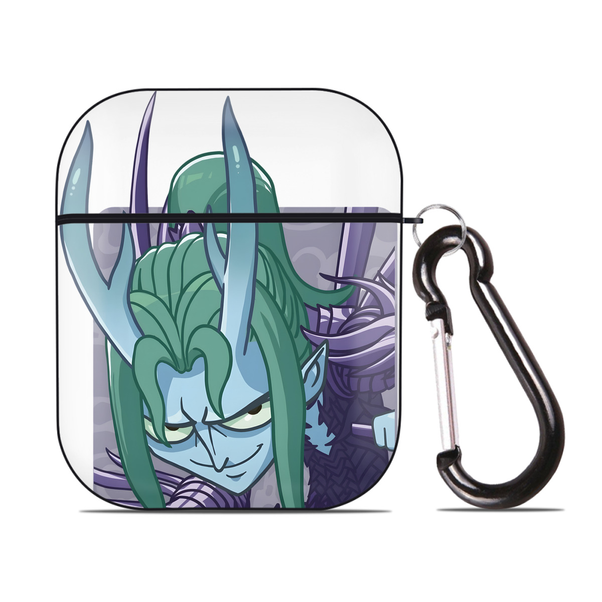 （画像用） Ne Zha 2 ナタ 魔童の大暴れ AirPods 第2世代保護ケース ハードシェル ブラック 耐衝撃・防指紋・カラビナ付き