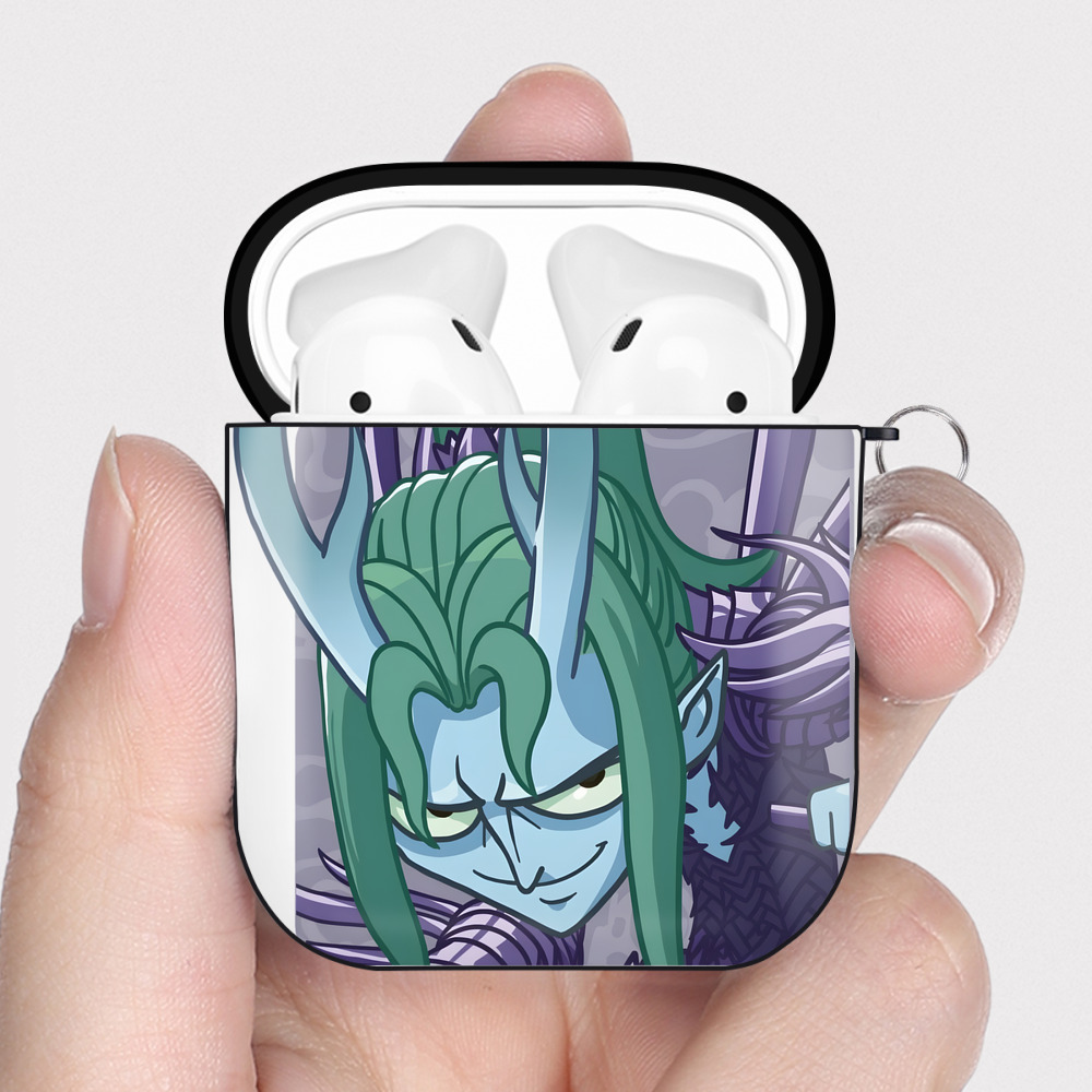 （画像用） Ne Zha 2 ナタ 魔童の大暴れ AirPods 第2世代保護ケース ハードシェル ブラック 耐衝撃・防指紋・カラビナ付き